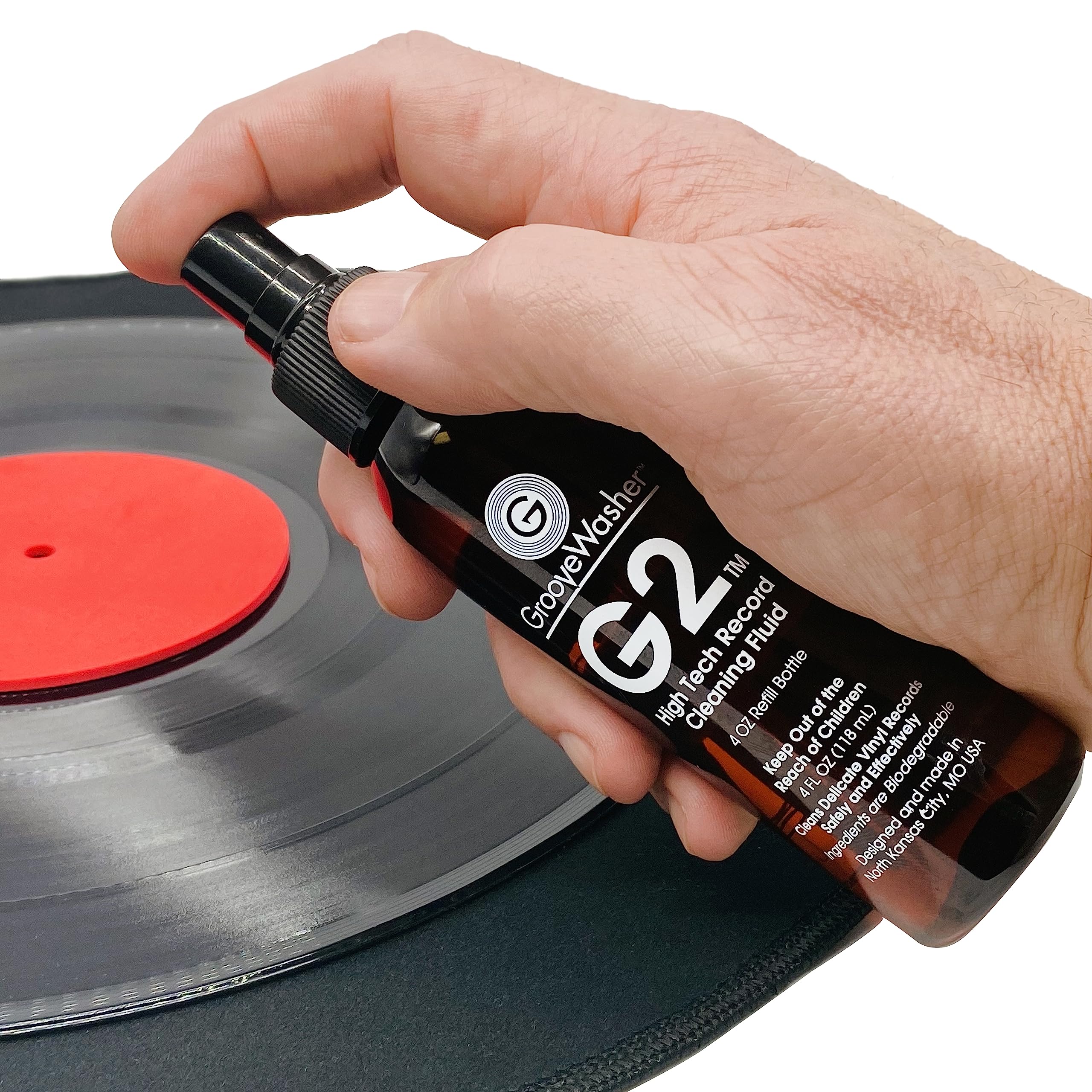 Groovewasher Record & Stylus Care System - Record Cleaning Fluid & Large Scratch-Free Cleaning Pad With Delicate Stylus Brush &