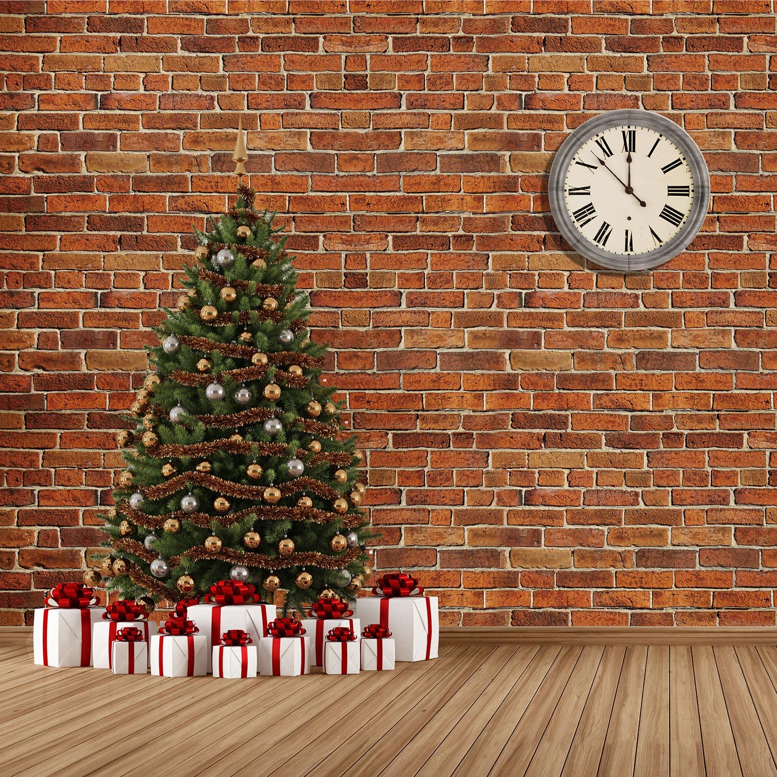 8 Pcs 4.5 X 9 Ft Red Brick Wall Backdrop Tablecloth Christmas Stone Wall Scene Setter Brick Sheet Background Wallpaper Table Cov