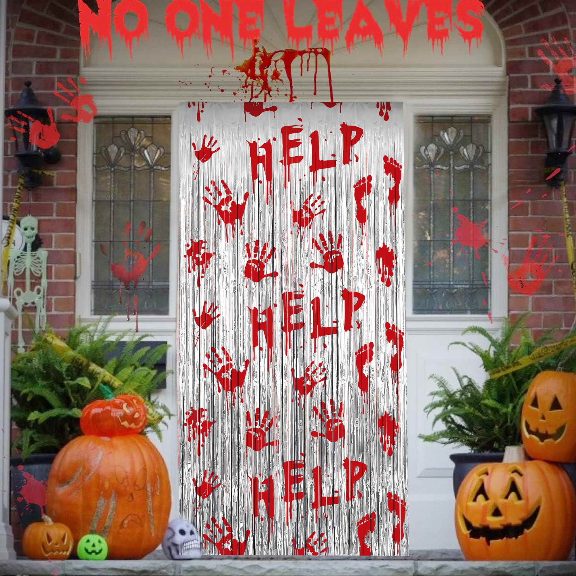 Halloween Party Decorations Scary Bloody Halloween Photo Backdrop Streamers, 2 Pack 3.3 X 6.6 Ft Zombie Vampire Halloween Party