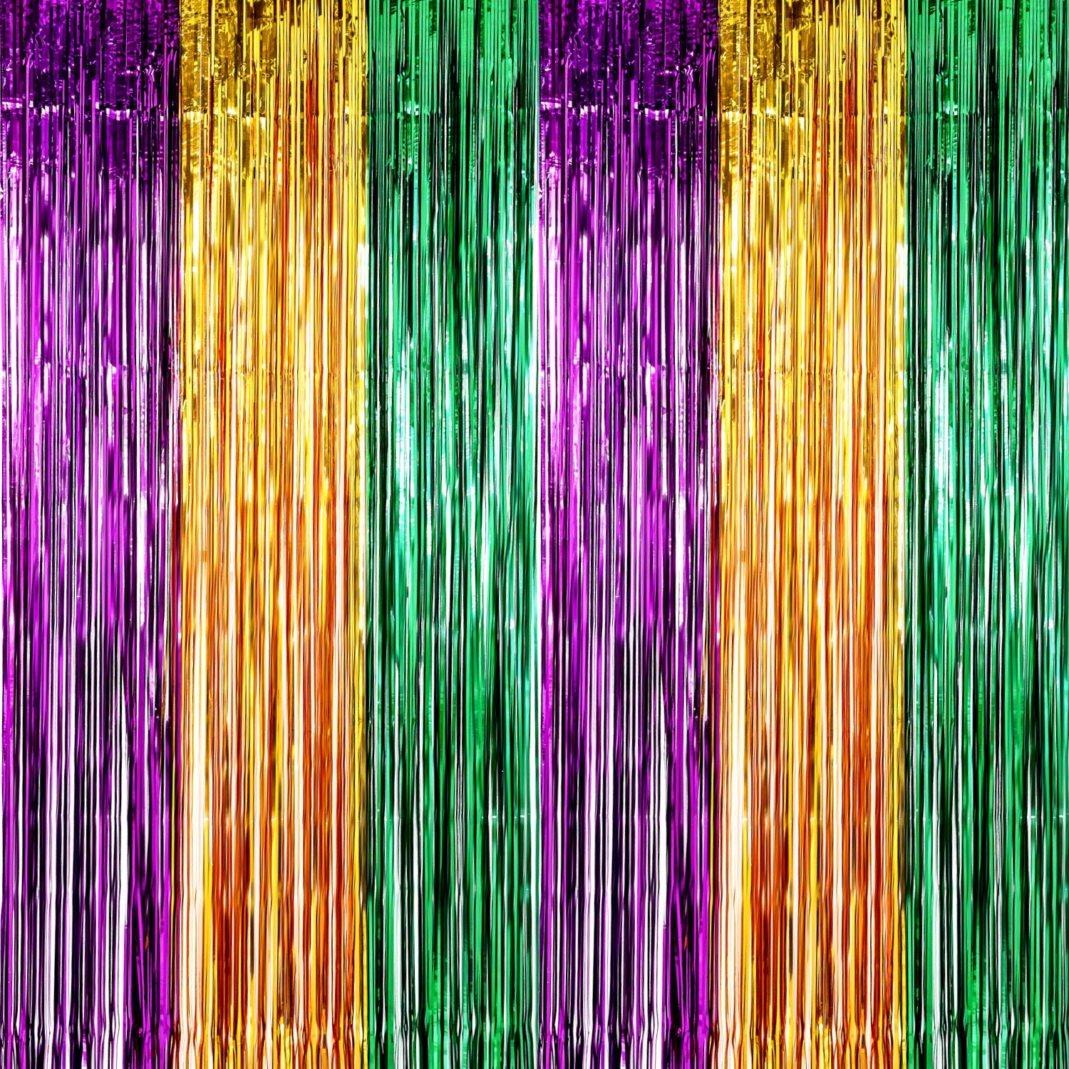 Sumind 4 Pack Mardi Gras Foil Curtains Metallic Fringe Curtains Shimmer Curtain For Birthday Wedding Party Mardi Gras Party Deco