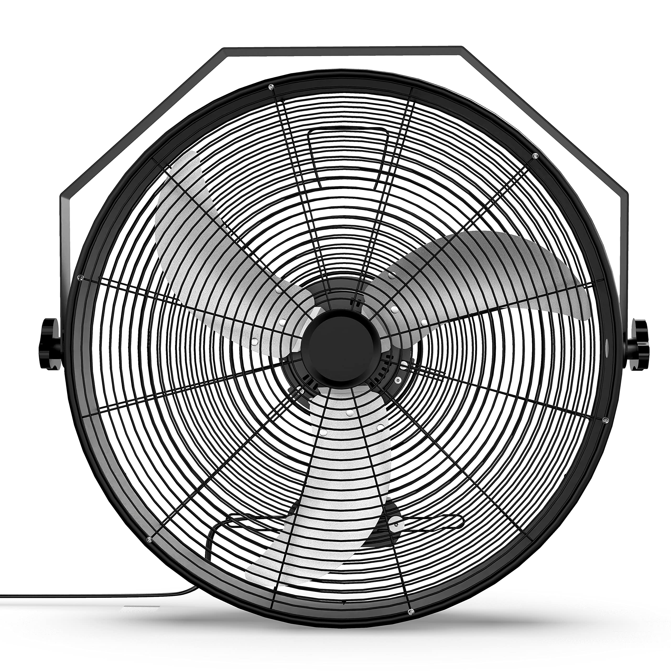Simple Deluxe 20 Inch High Velocity Wall Mount Fan With Rack, 3 Speed Industrial/Commercial Metal Ventilation Fan
