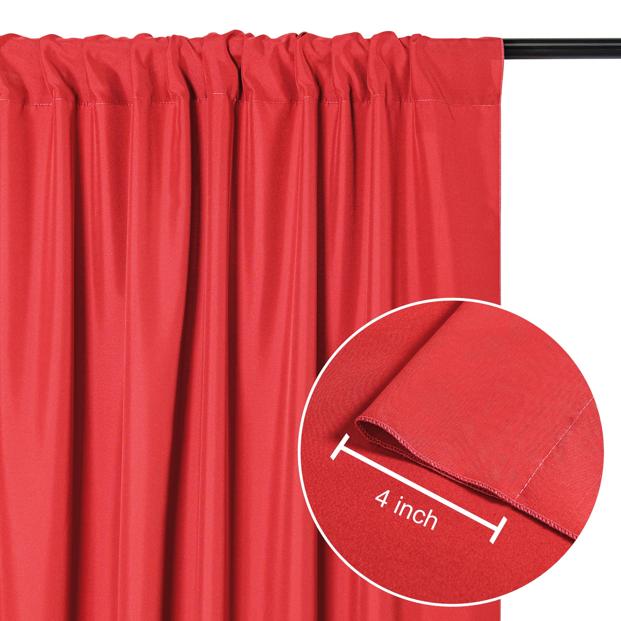 Dwcn 10X10 Ft Red Backdrop Curtains For Parties, Background Curtains Photography Backdrop Drapes With Rod Pockets For Wedding De