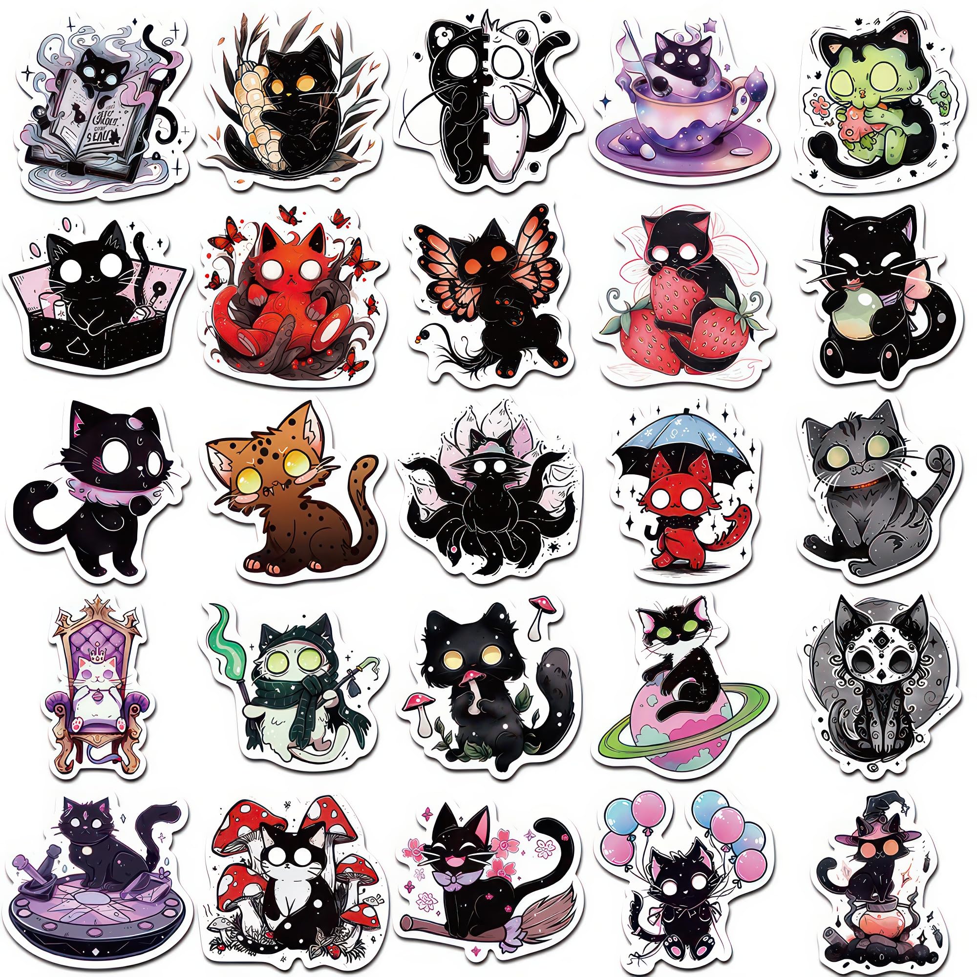 Black Cat Stickers Anime Decal 50 Pcs Cat Goth Stickers Cute Stickers Aesthetic Pastel Goth Stickers For Girls Kids Girly Adults