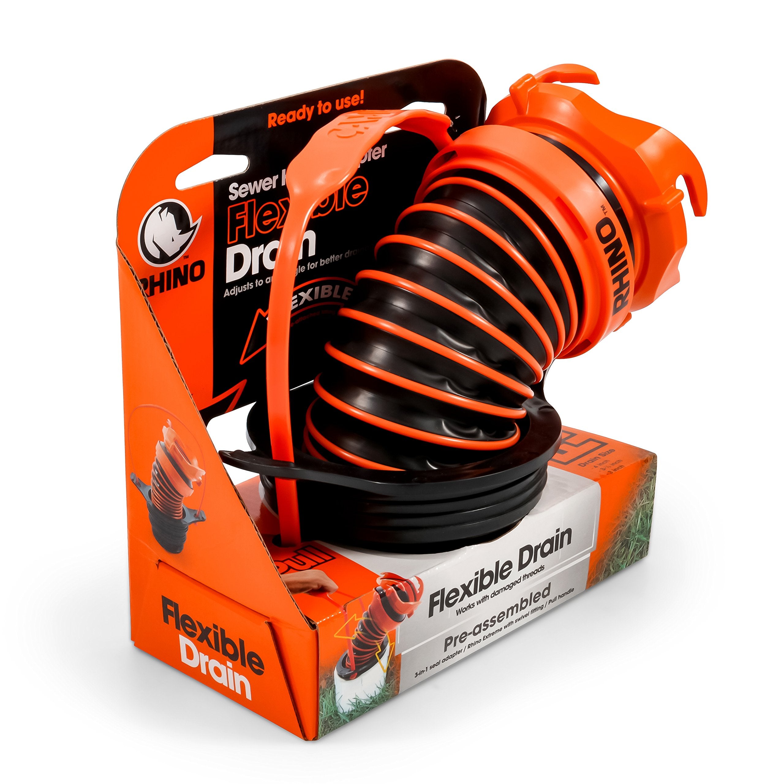 Camco 39319 Flexible 3-In-1 Sewer Hose Seal With Rhinoextreme Hose And Handle- Flexible Fitting Makes Connection To A Sewer Inle,WBAUVB07FJFZPHL