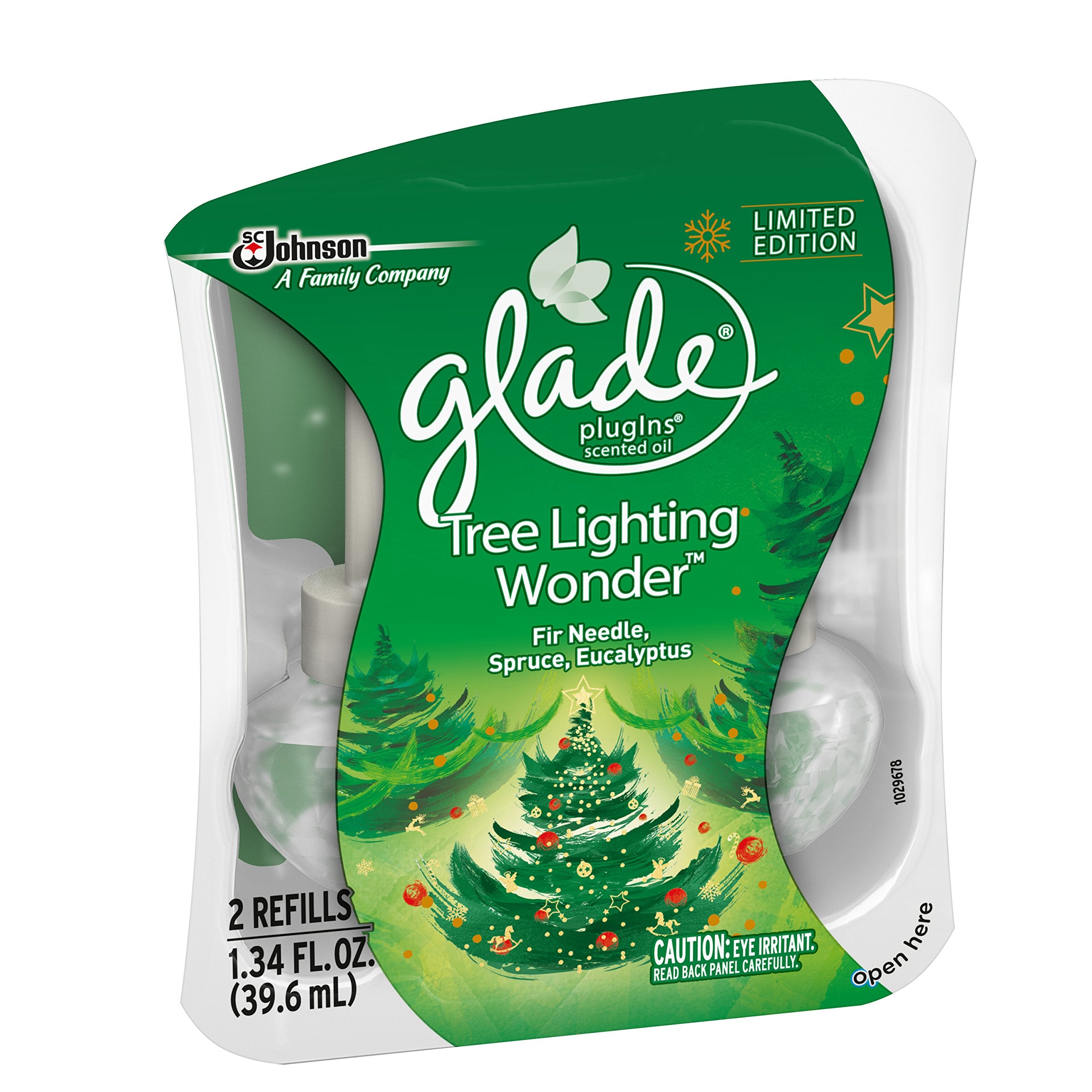 Glade Plugins Scented Oil Air Freshener Refill, Tree Lighting Wonder, 2 Refills, 1.34 Fl Oz