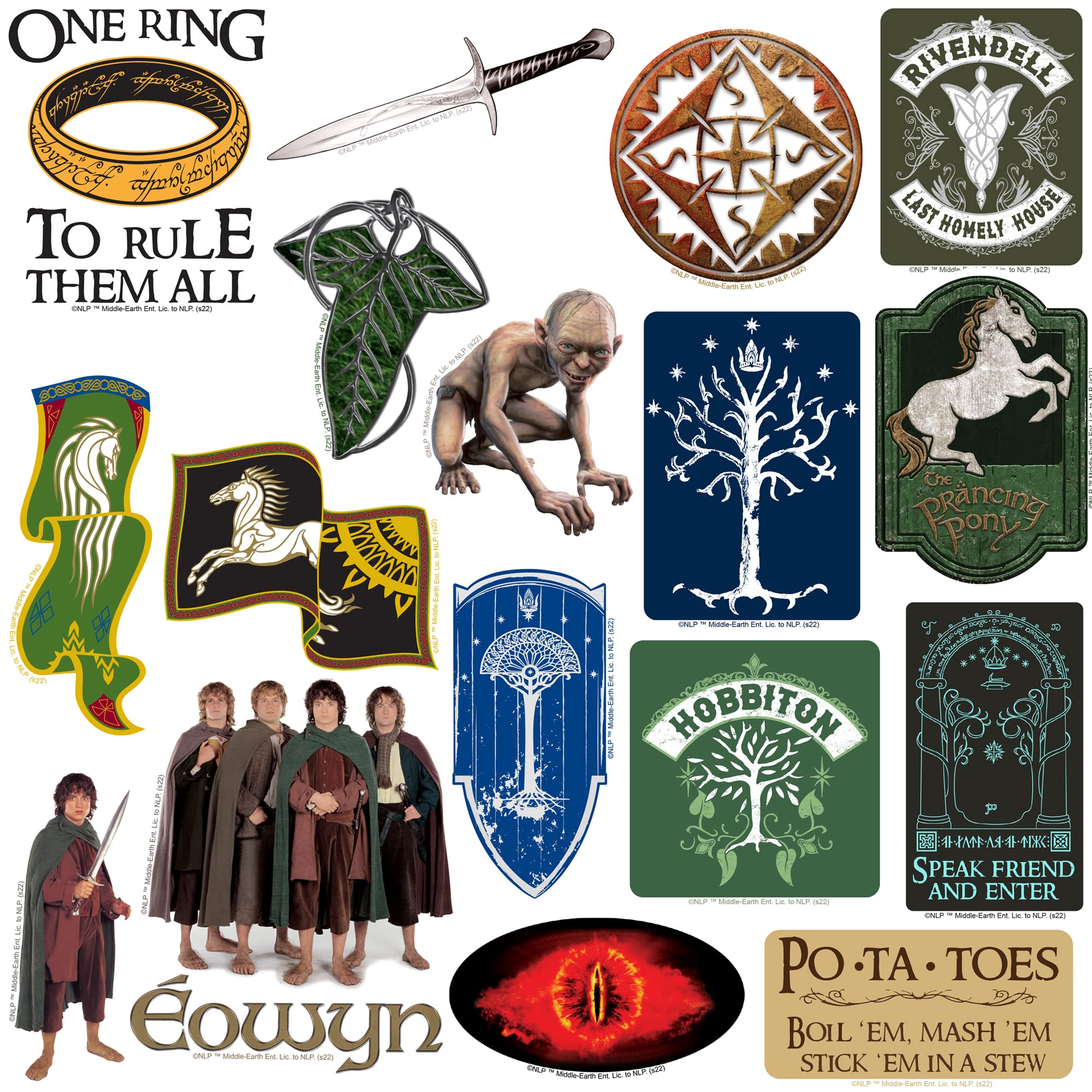 The Lord Of The Rings 50Ct Vinyl Large Deluxe Stickers Variety Pack   Laptop, Water Bottle, Scrapbooking, Tablet, Skateboard, In