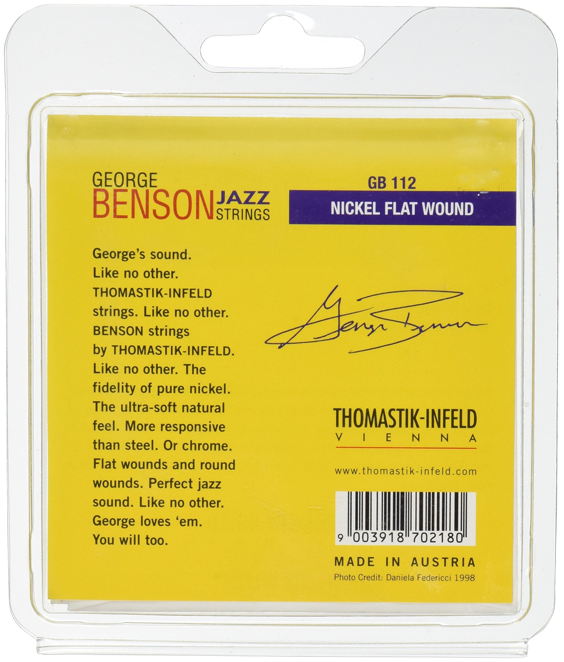 Thomastik Infeld Gb112 Jazz Guitar Strings: George Benson 6 String Set   Pure Nickel Flat Wounds E, B, G, D, A, E Set