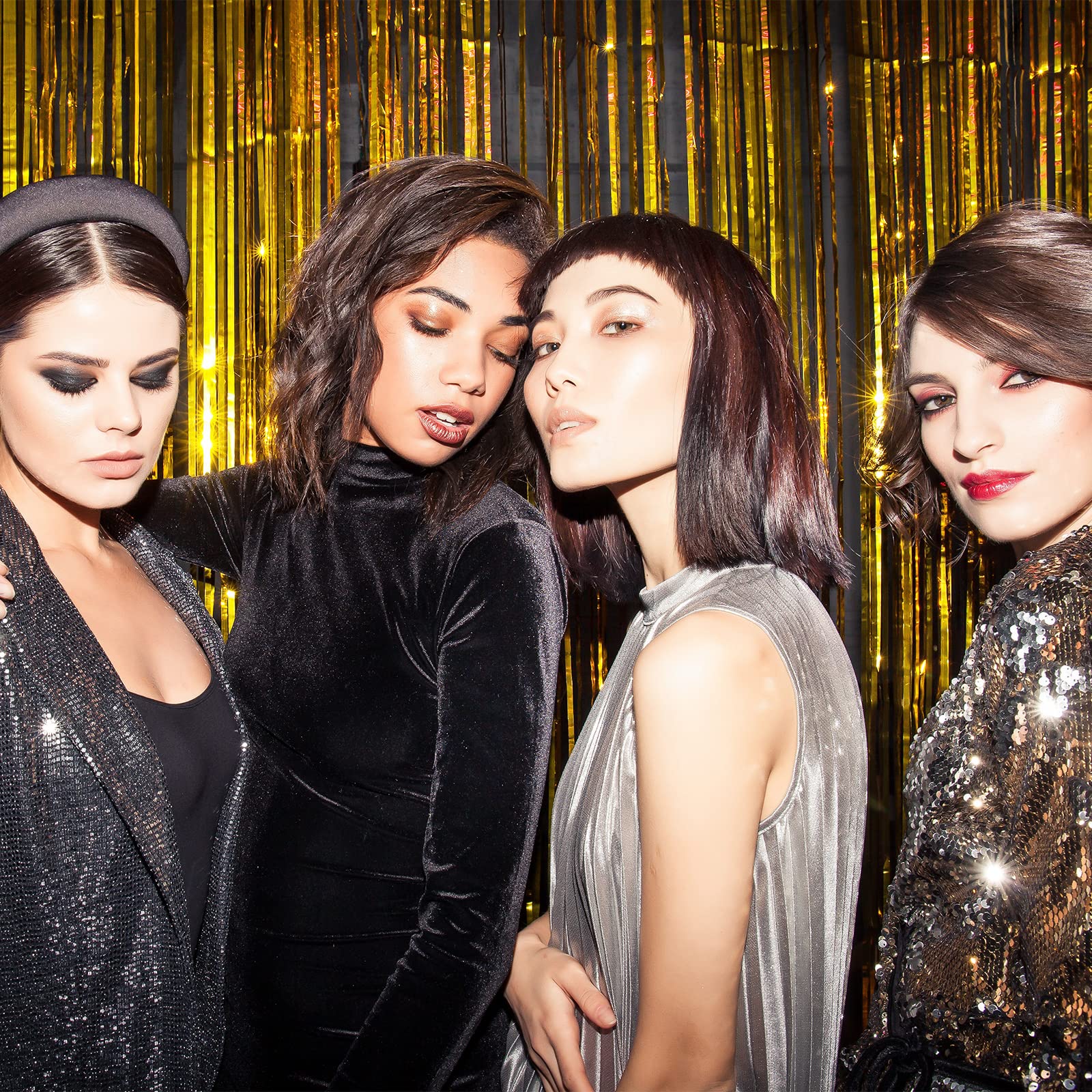 20 Pack Gold Foil Curtain Backdrop 3.2Ft X 8.2Ft Foil Fringe Backdrop Curtain Metallic Tinsel Foil Fringe Curtains Streamer Back