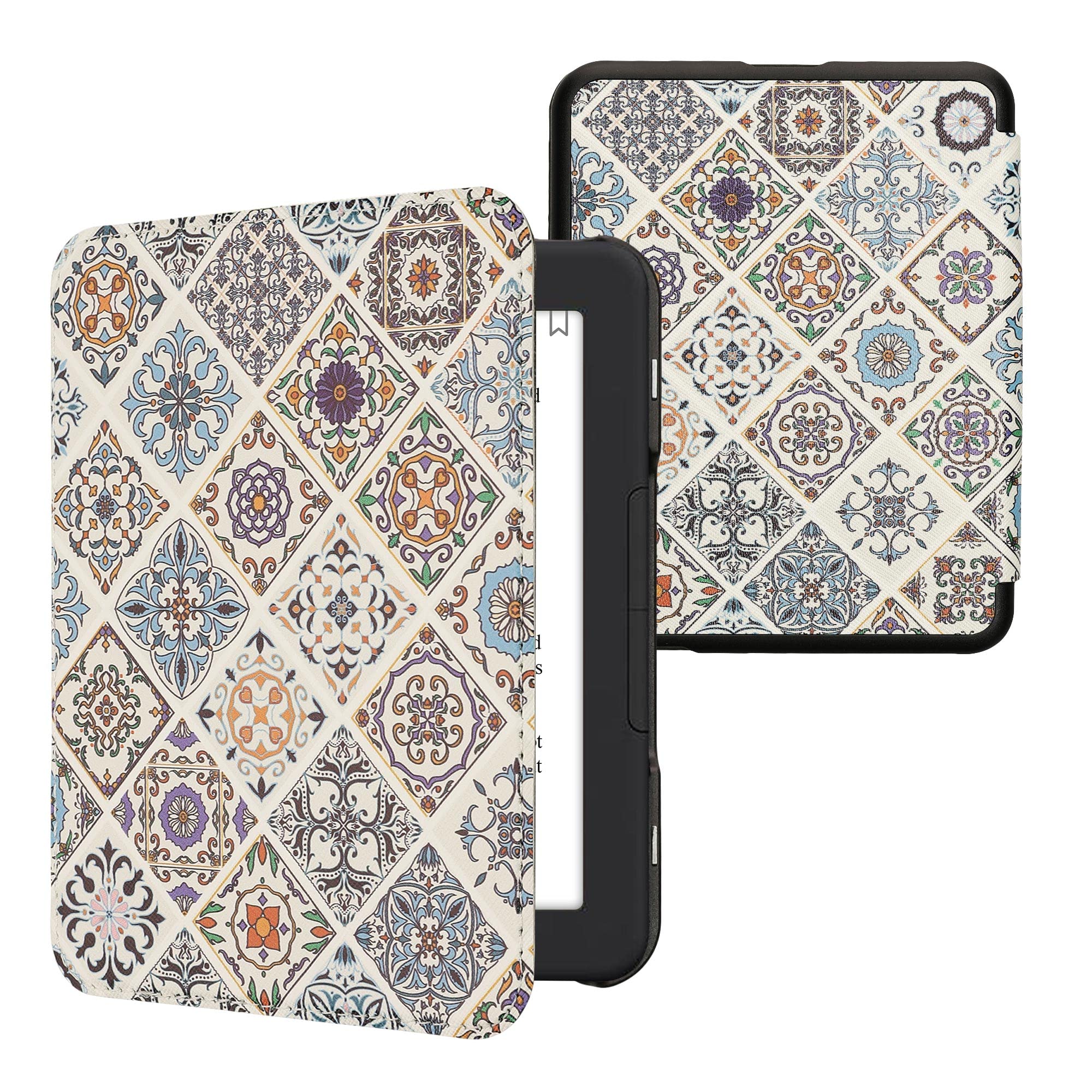 Kwmobile Case Compatible With Barnes & Noble Nook Glowlight 4 / 4E Case   Ereader Cover   Moroccan Tiles Multicolor/Brown