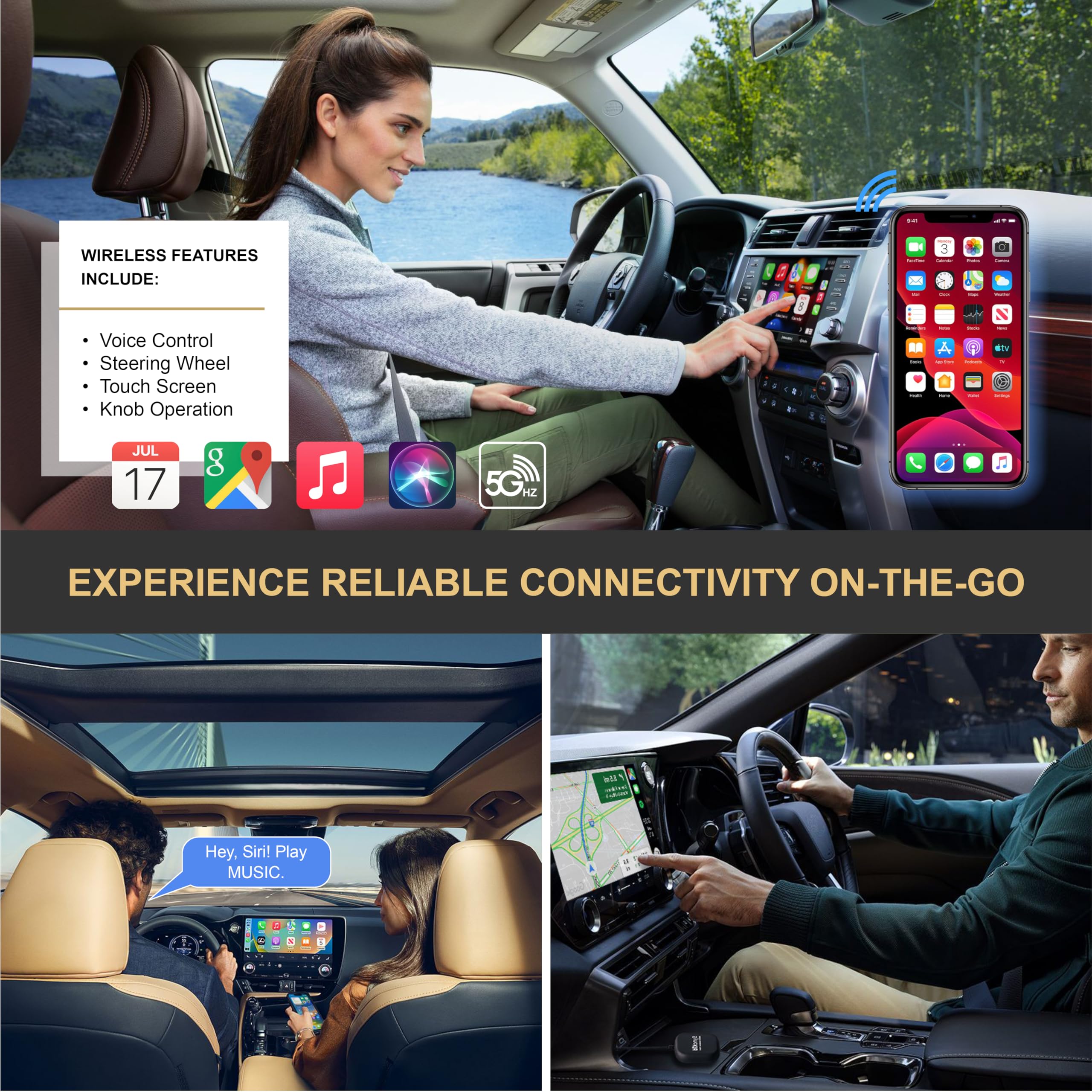 Synckid Upgraded Wireless Carplay Adapter Kit For Cars With Factory Wired Carplay   2024 Model W/Fastest Plug & Play, Auto Conne