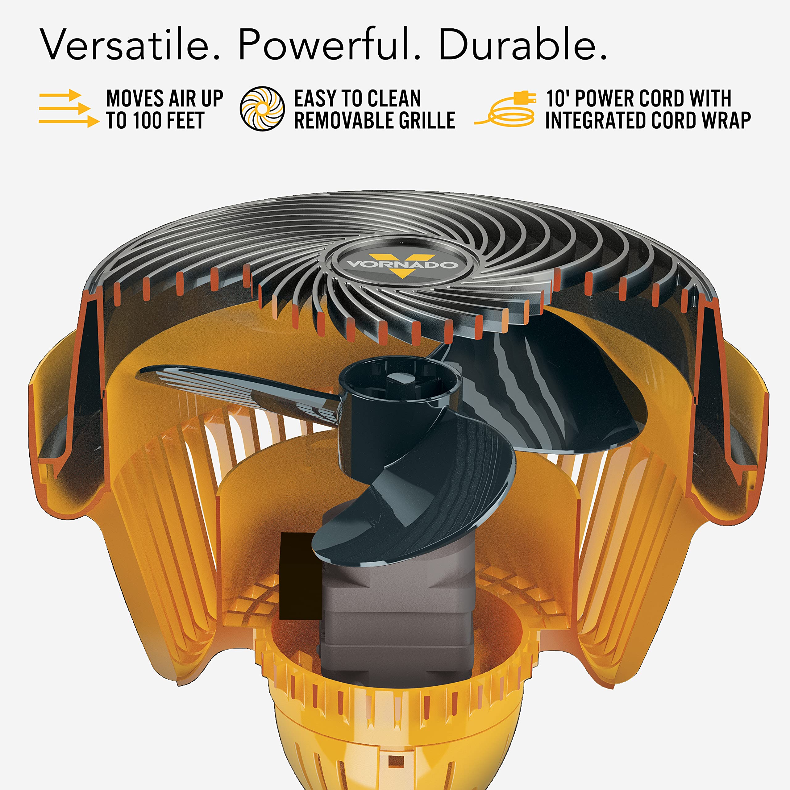Vornado 293 Large Heavy Duty Air Circulator Shop Fan, Yellow, 16 In.