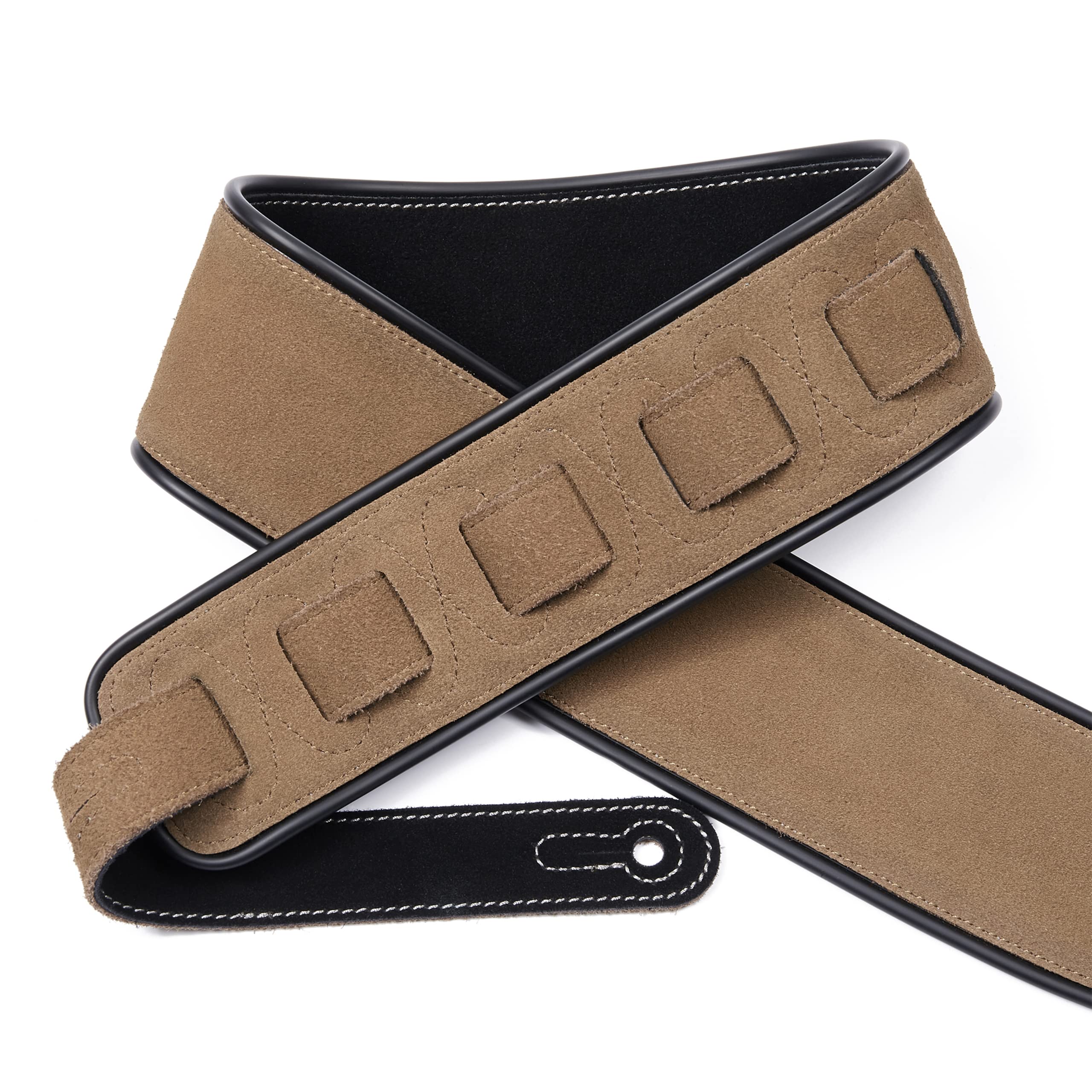 Amumu Guitar Strap Embroidered Suede Leather For Acoustic Guitar, Electric Guitar And Bass Guitar -Black