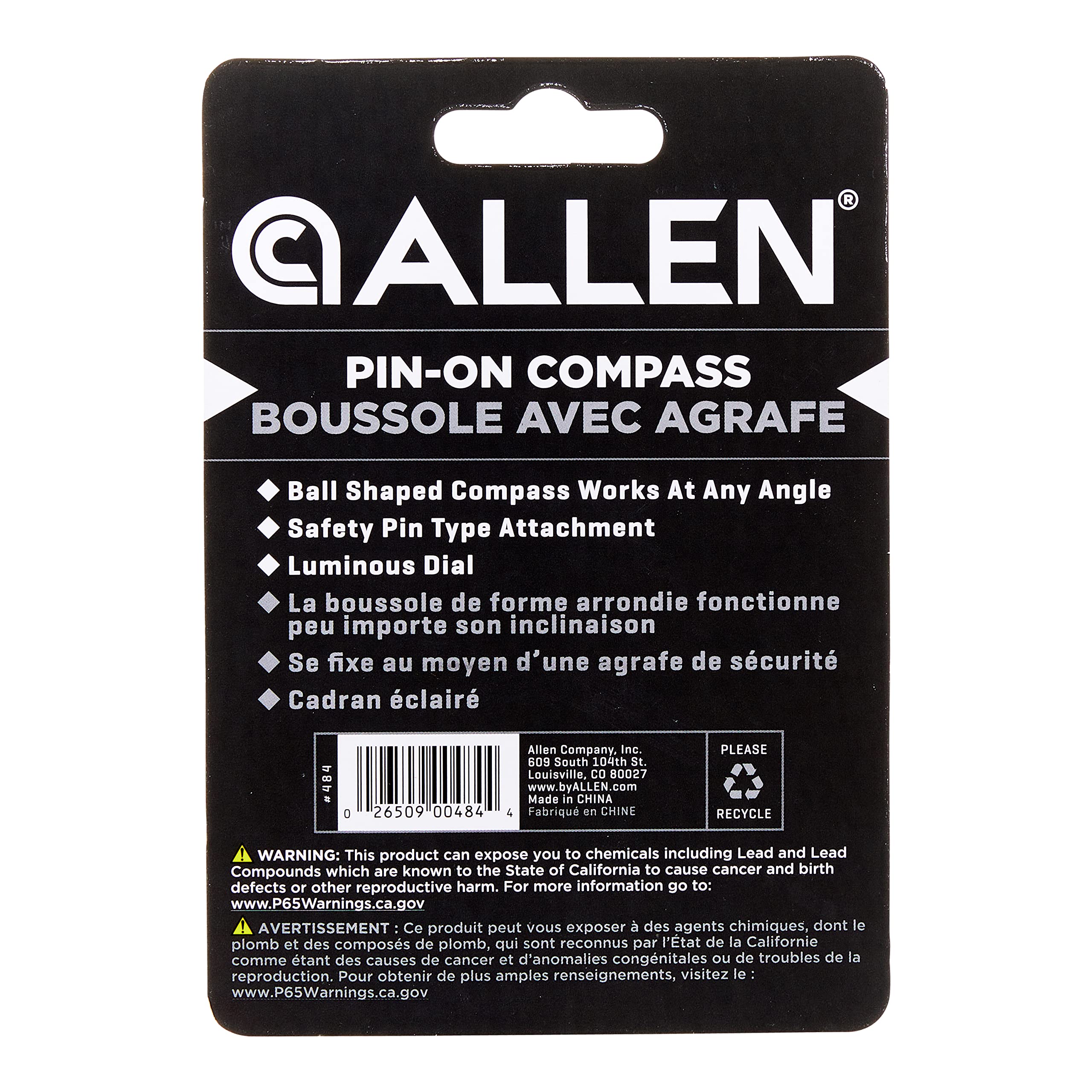 Allen Company Liquid Filled Ball Compass With Pin, Multi, One Size (484)