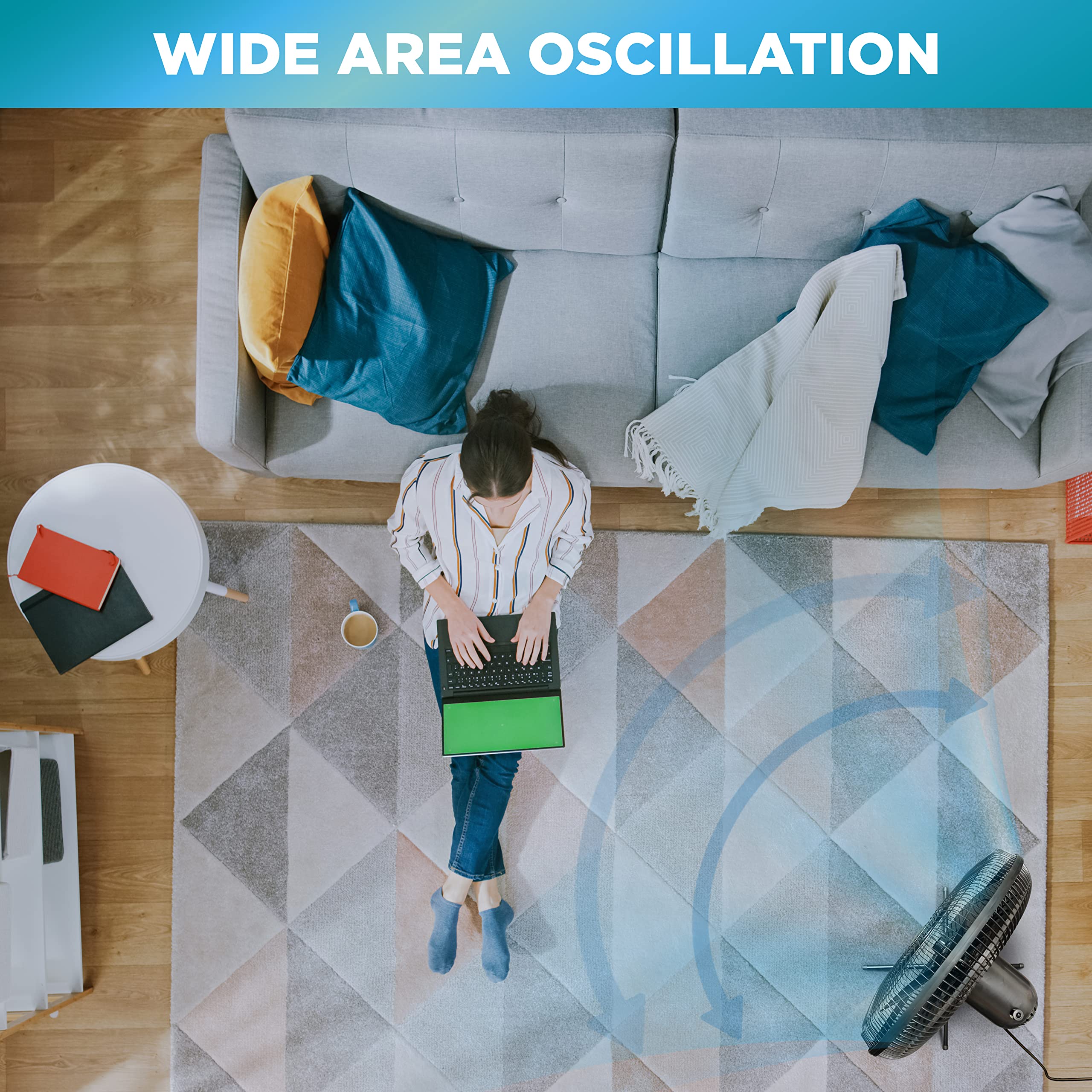 Comfort Zone Czst161Btebk 16       Oscillating Pedestal Fan, 3 Speed Options, 90 Degree Oscillating Head, Adjustable Height And