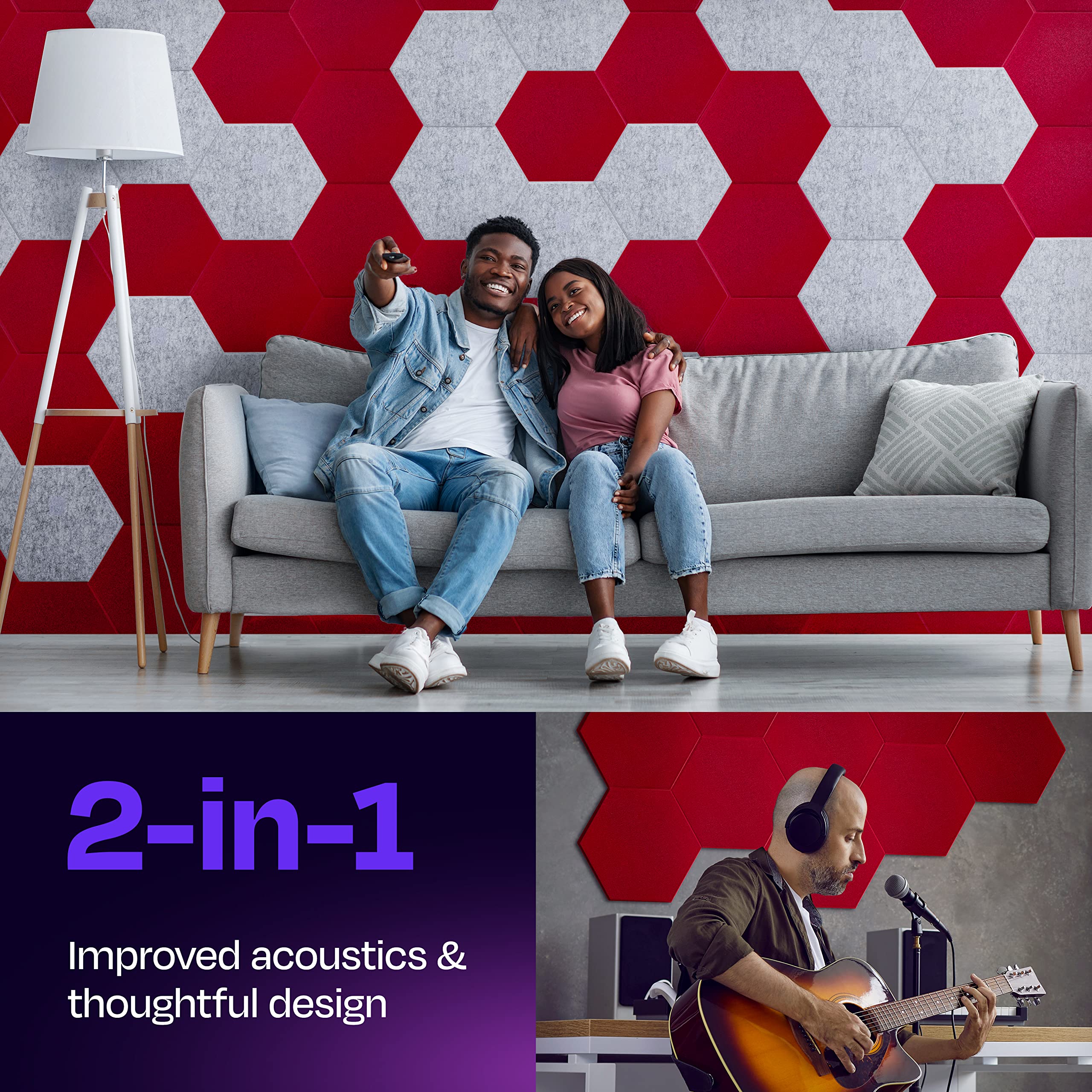 Ekkogo Acoustic Panels 12 Pack Soundproof Wall Panels 14''X13''X0.4'' Sound Panels High Density Sound Dampening Panels   [Candy