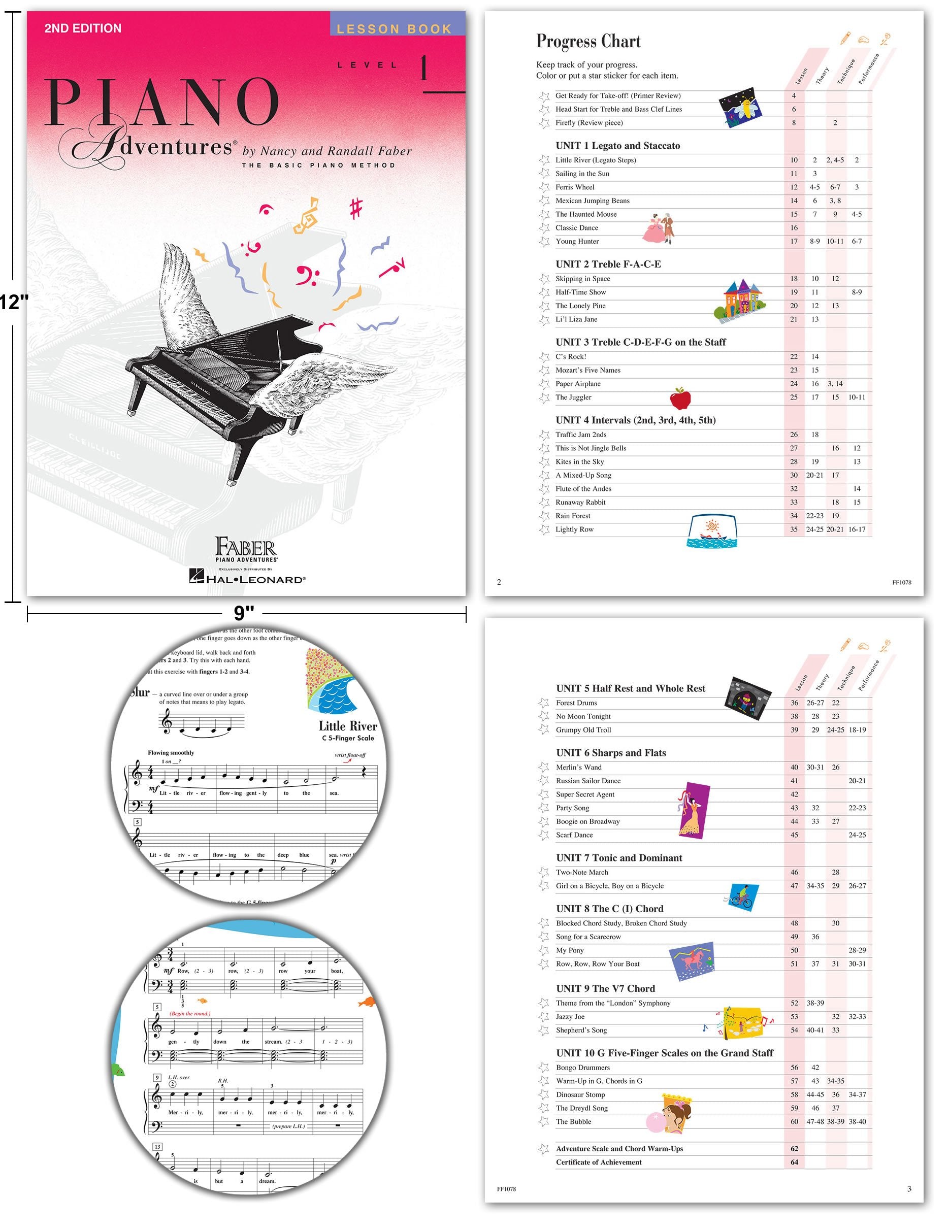 Piano Adventures Level 1 2Nd Edition Bundle Set By Nancy Faber - Lesson, Theory, Performance, Technique & Artistry Books & Julie