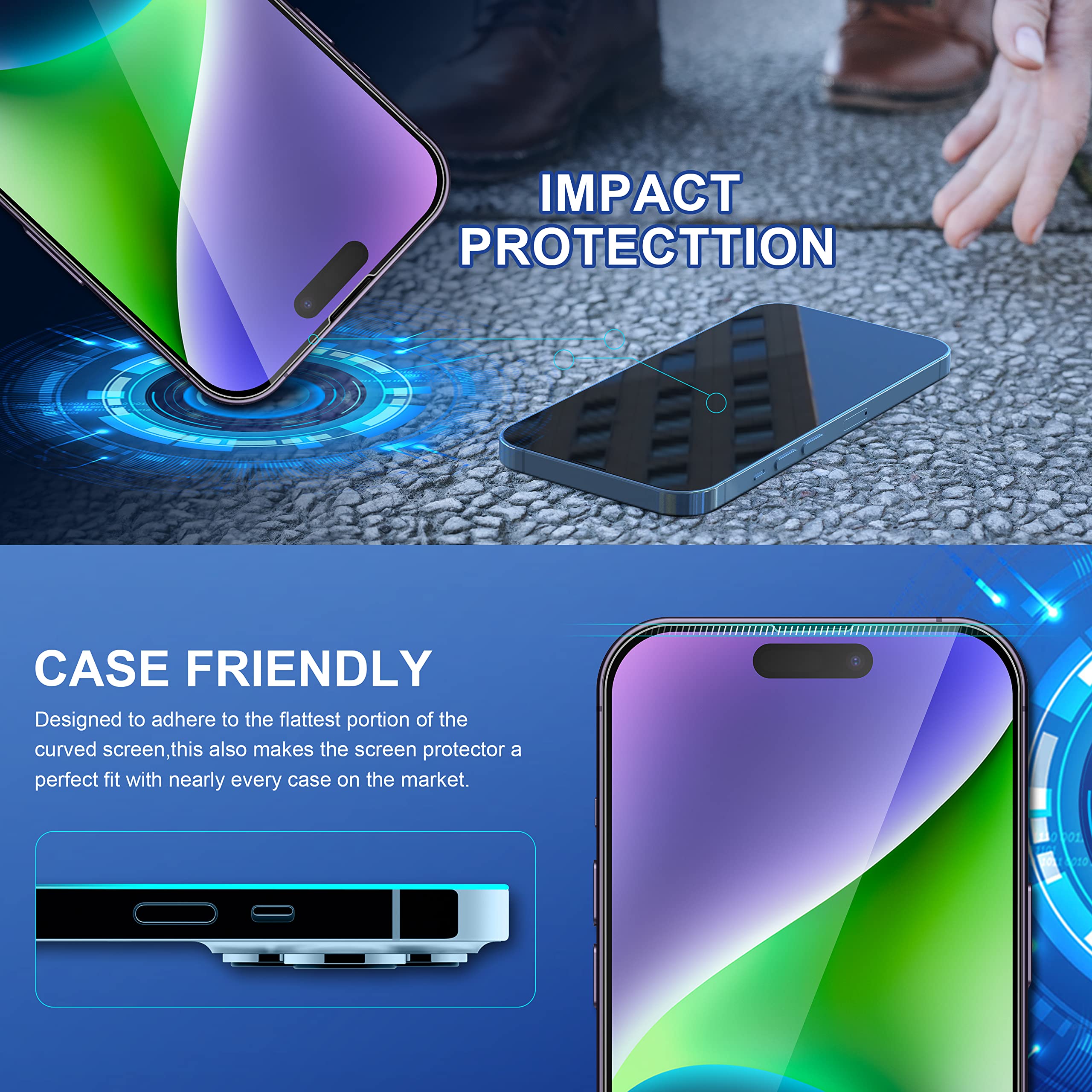 Impactstrong Shatterproof Tempered Glass Screen Protector For Iphone 14 Pro [Easy Installation Frame] [Bubble Free] [9H Hardness