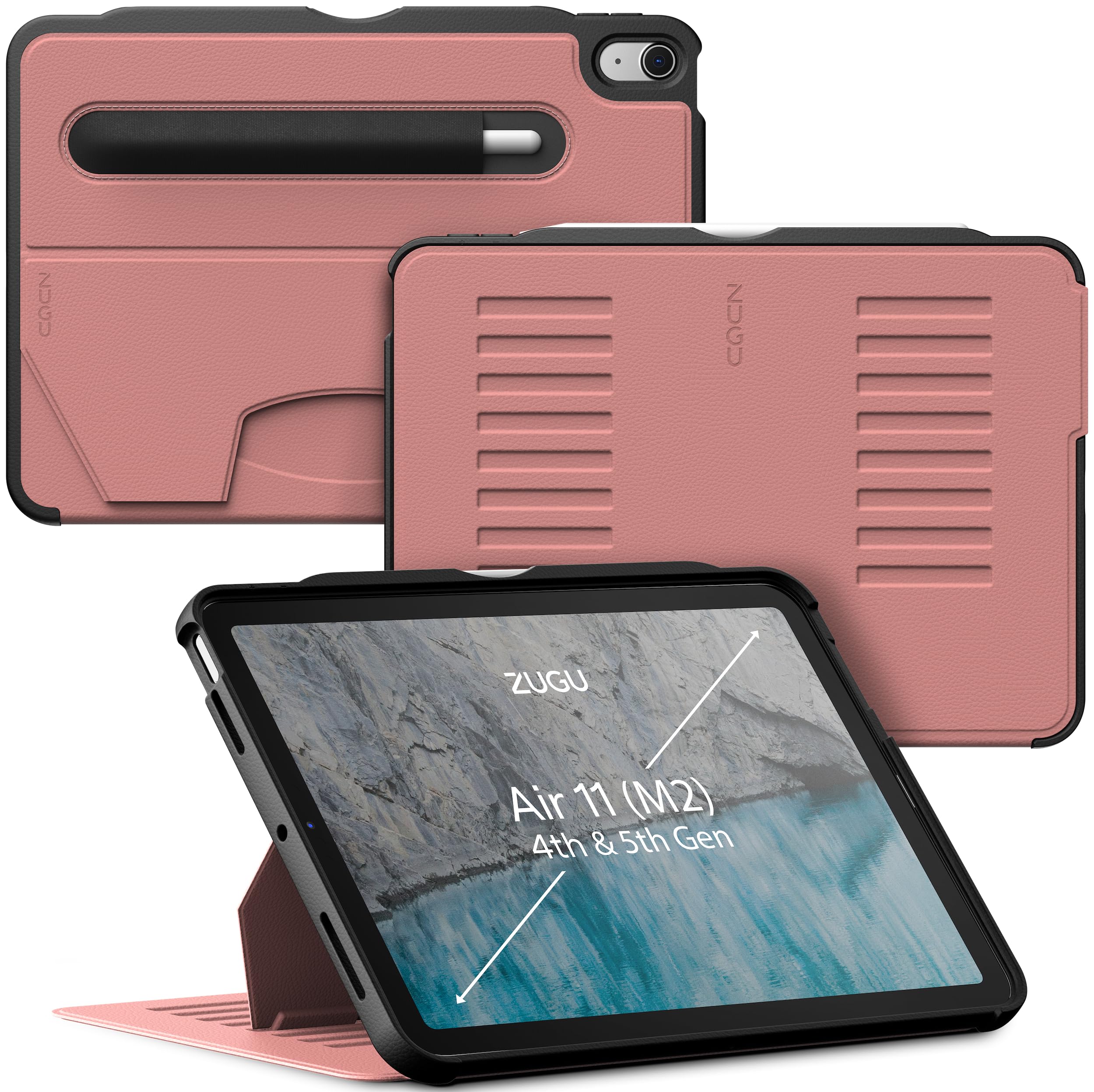Zugu Case For Ipad Air 11 (2024) Ipad Air 4 & 5 10.9 Inch (2020/2022)   Protective, Ultra Thin, Magnetic Stand, Sleep/Wake Cover   Desert Rose