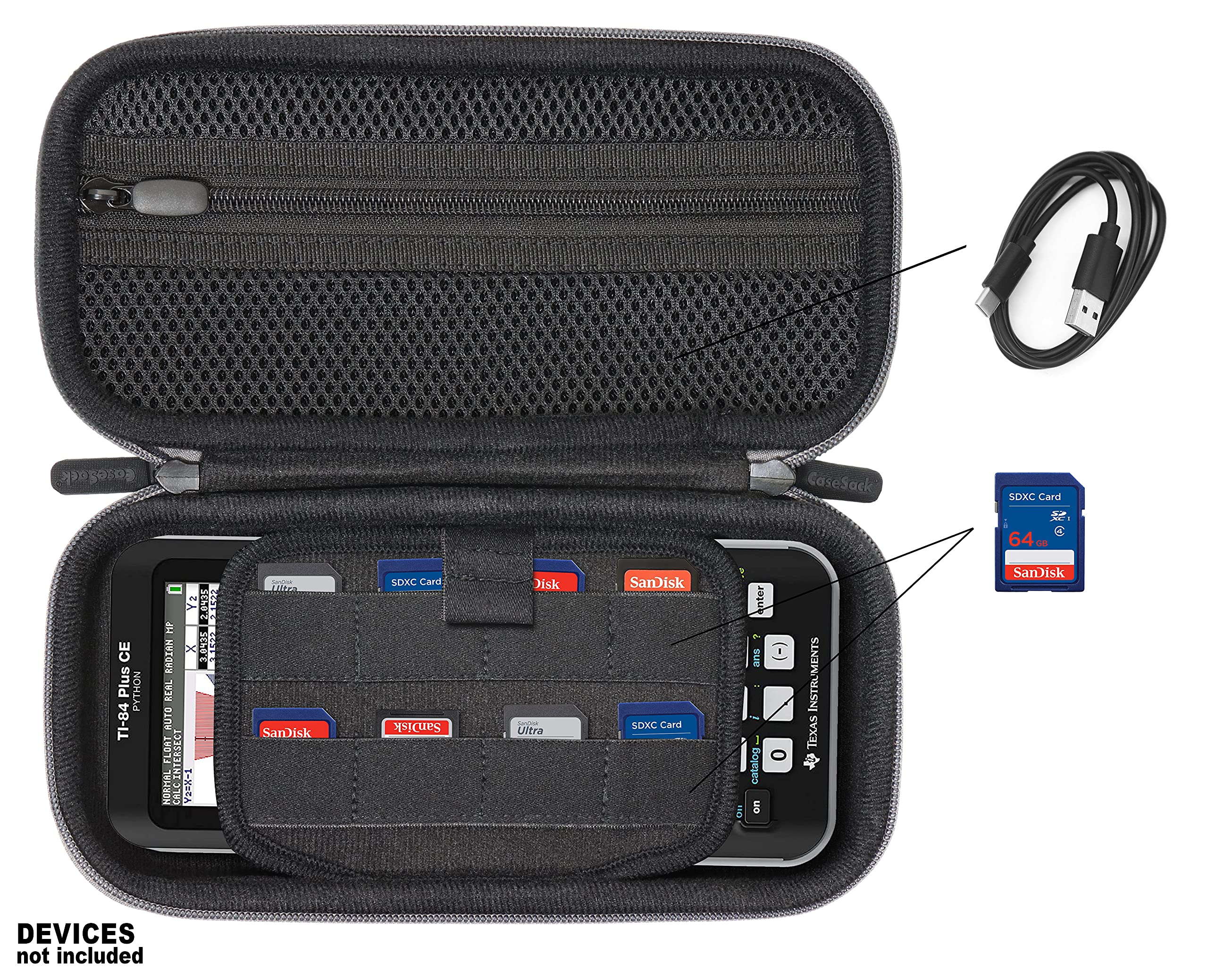 Casesack Graphing Calculator Case For Texas Instruments Ti84 Plus, Ti84, Ti83, Ti89, Ti Nspire Cxii/Ti Nspire Cx Cas/Ti Nspire C