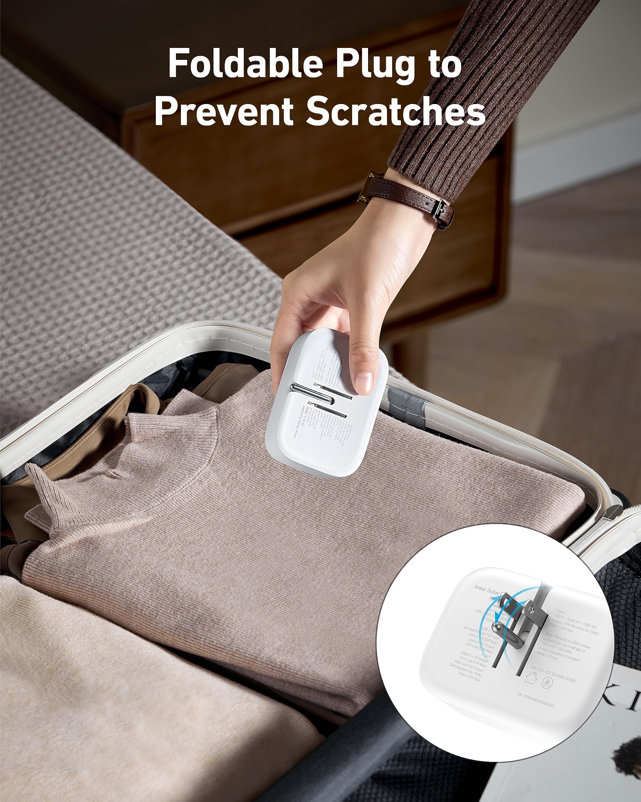 Anker Portable Outlet Extender With Foldable Plug, 5 Multi Plug Outlet, High Speed 30W Usb C Power Delivery, Compatible With Iph