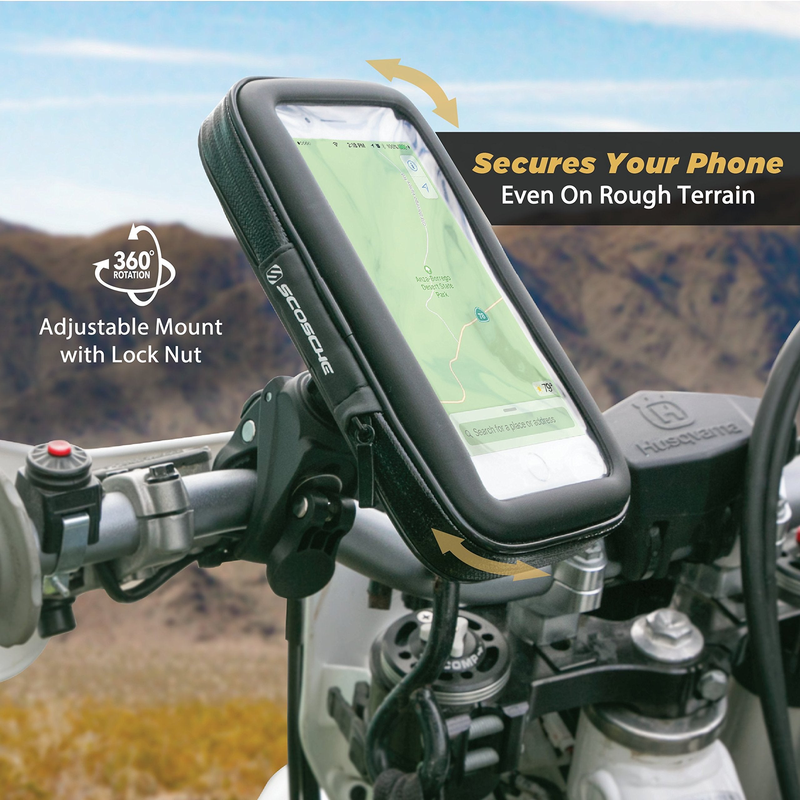 SCOSCHE PSM11002 TerraClamp Tube Phone Mount,Black,3 in 1 Quick Release