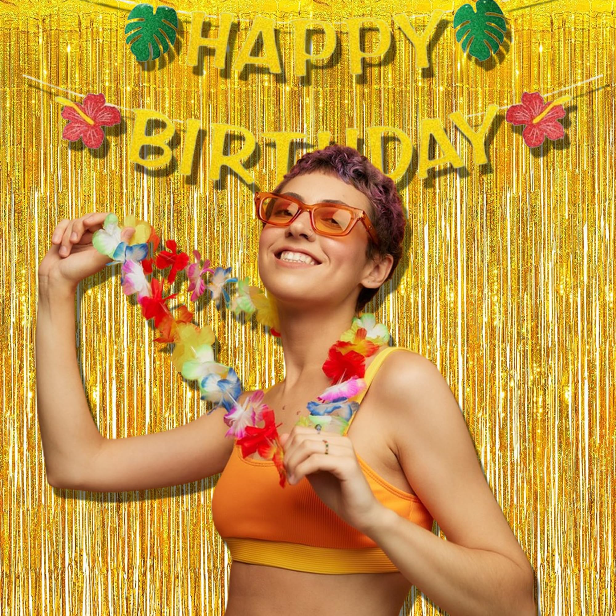 Braveshine Gold Tinsel Foil Fringe Curtains   2Pcs 3.2X8.2Ft Holidays Photo Backdrop For Men 60Th Birthdays/Bridal Wedding/Engag