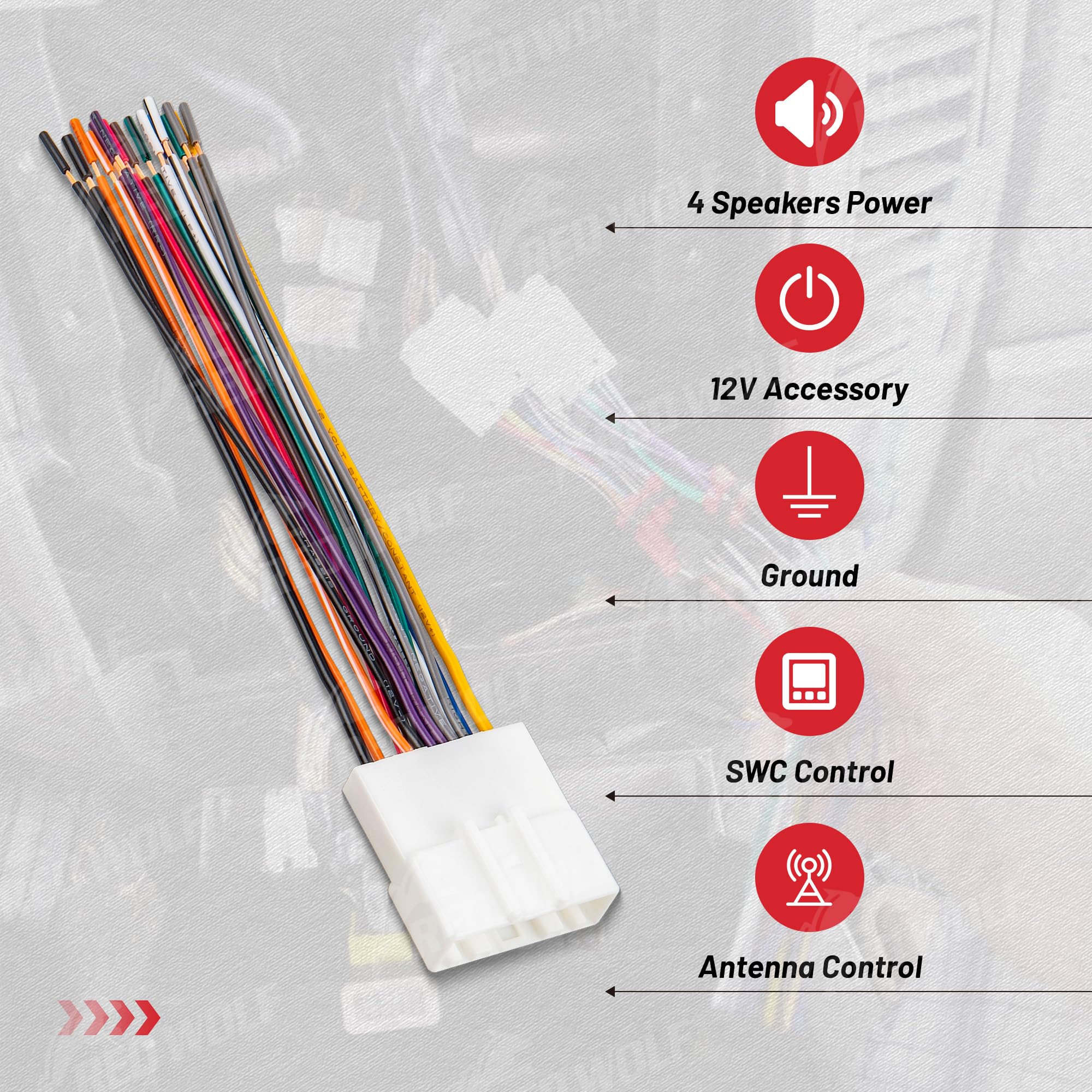 Red Wolf Car Radio Wiring Harness W/Antenna Adapter Select For 2008-2013 Nissan Armada Pathfinder Rogue, 2011-2014 Subaru Imprez