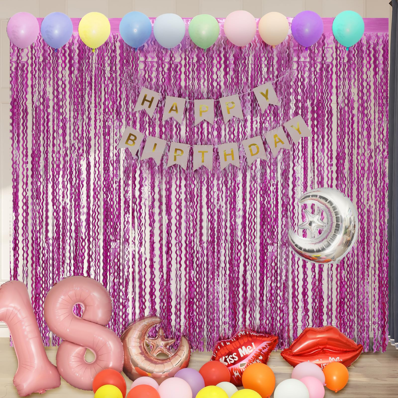 Purple Foil Curtains   4 Pack 3.3 Ft X 6.6 Ft Wavy Fringe Curtain Backdrop For Party Photo Booth Props Decoration Mermaid Euphor