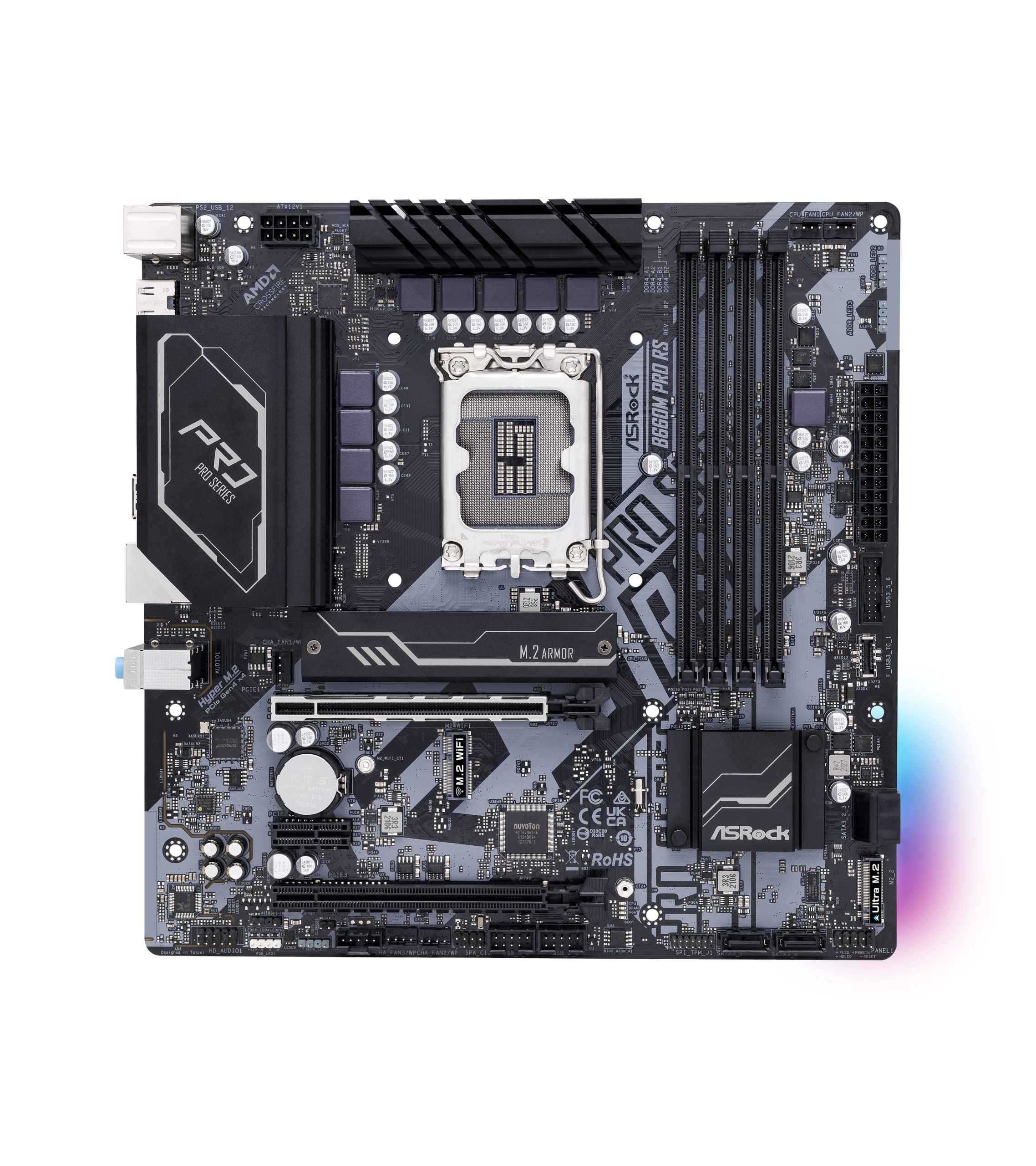 Asrock B660M Pro Rs Intel B660 Series Cpu (Lga1700) Compatible B660M Microatx Motherboard