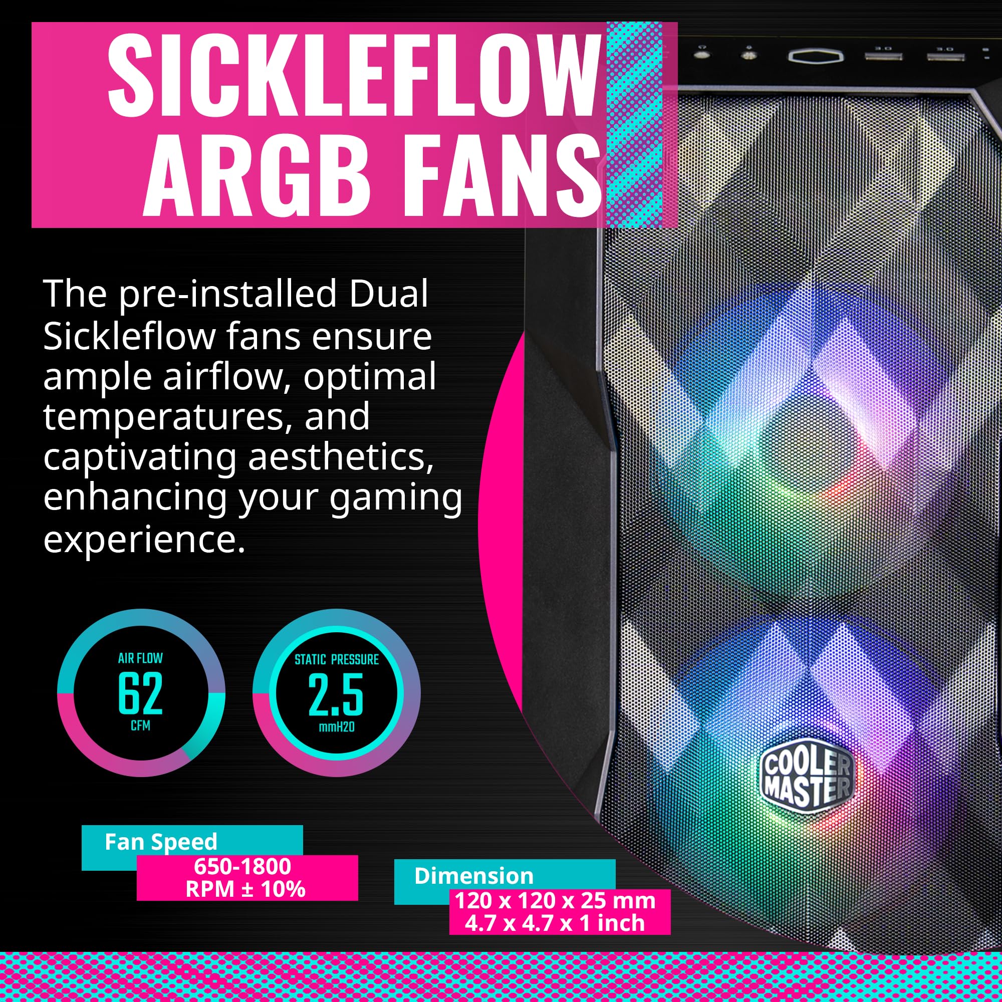 Cooler Master Td300 Mesh Micro Atx Tower With Polygonal Mesh Front Ana Removable Top Panel, Argb/Pwm Hub Tempered Glass, Dual Si