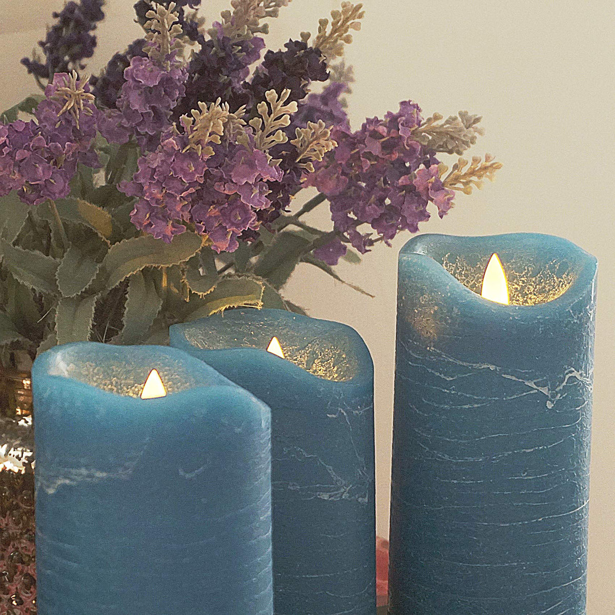 iZAN Flameless LED Pillar Candles Dark Turquoise Set of 3 – Electroeshop