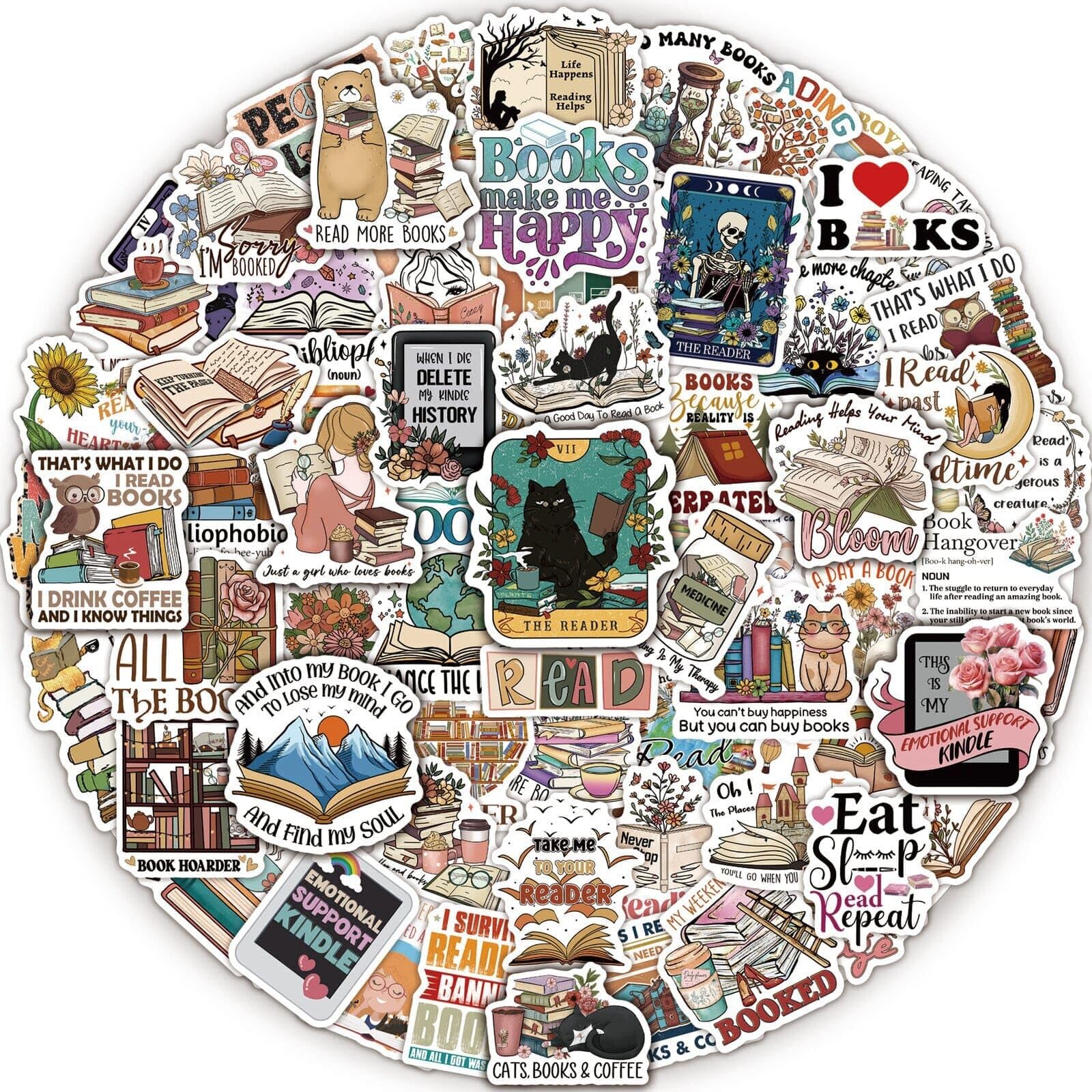 Mistar 110 Pcs Book Stickers For Kindle, Bookish Stickers, Reading Stickers, Kindle Stickers, Book Lover Stickers For Water Bott
