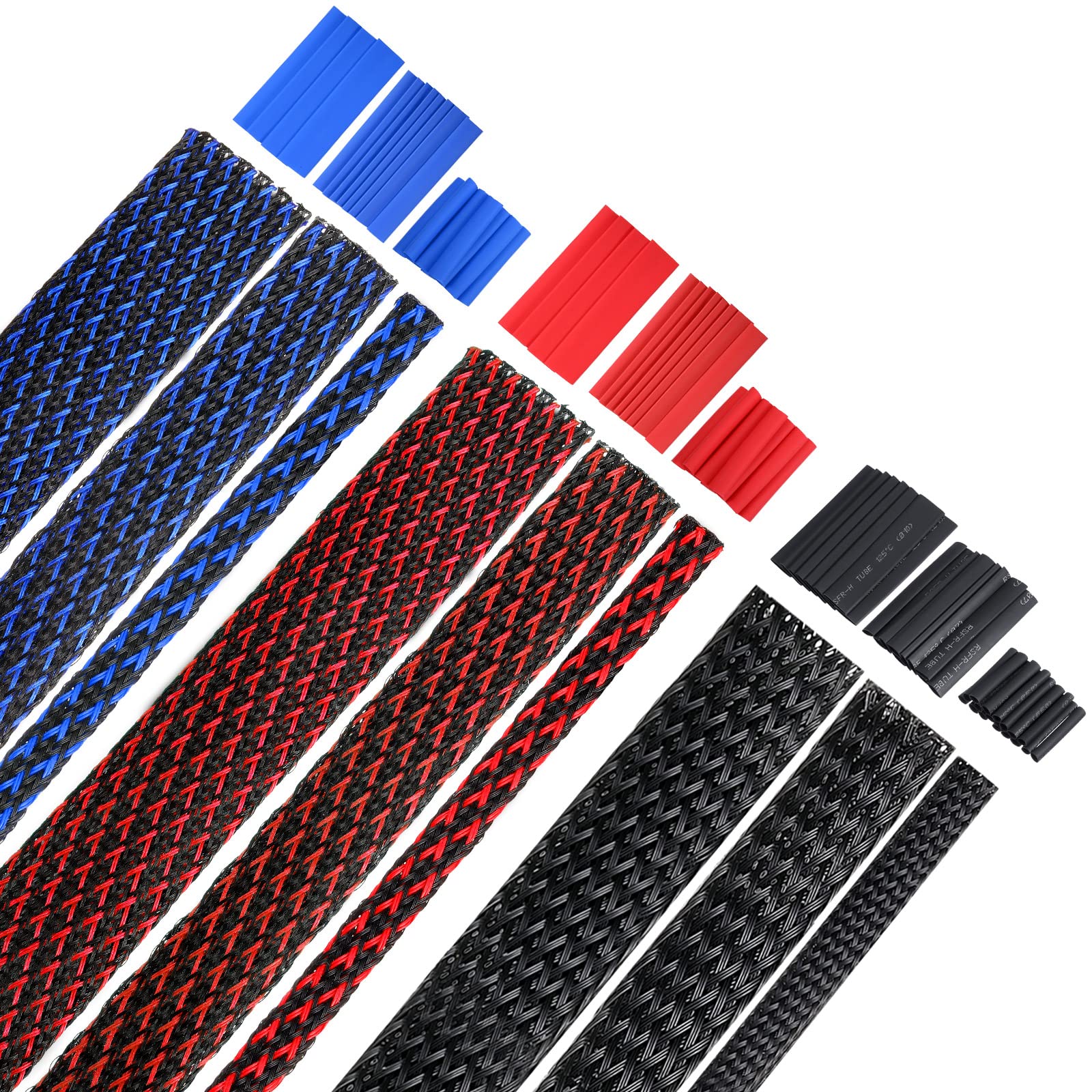 9 Roll 16 Ft Cord Protector Wire Loom Tubing Braided Cable Management Sleeve Pet Expandable Cord Organizer Cable Sleeves With 3