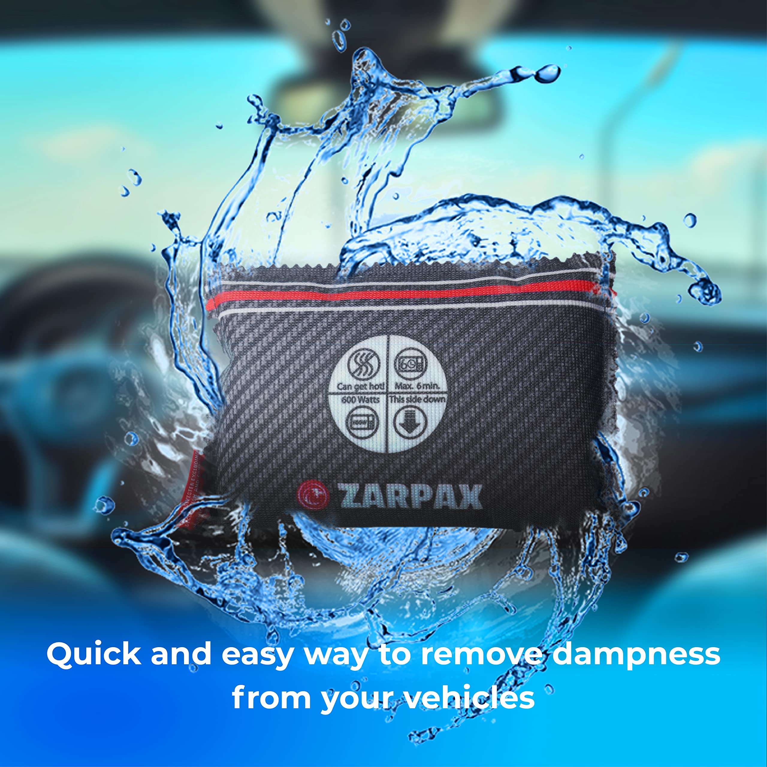 ZARPAX Car Dehumidifier Bag - 1 Pack, Dark Grey, 100% Leakproof, Reusable, Absorbs Moisture & Damp on Windscreens & Interior
