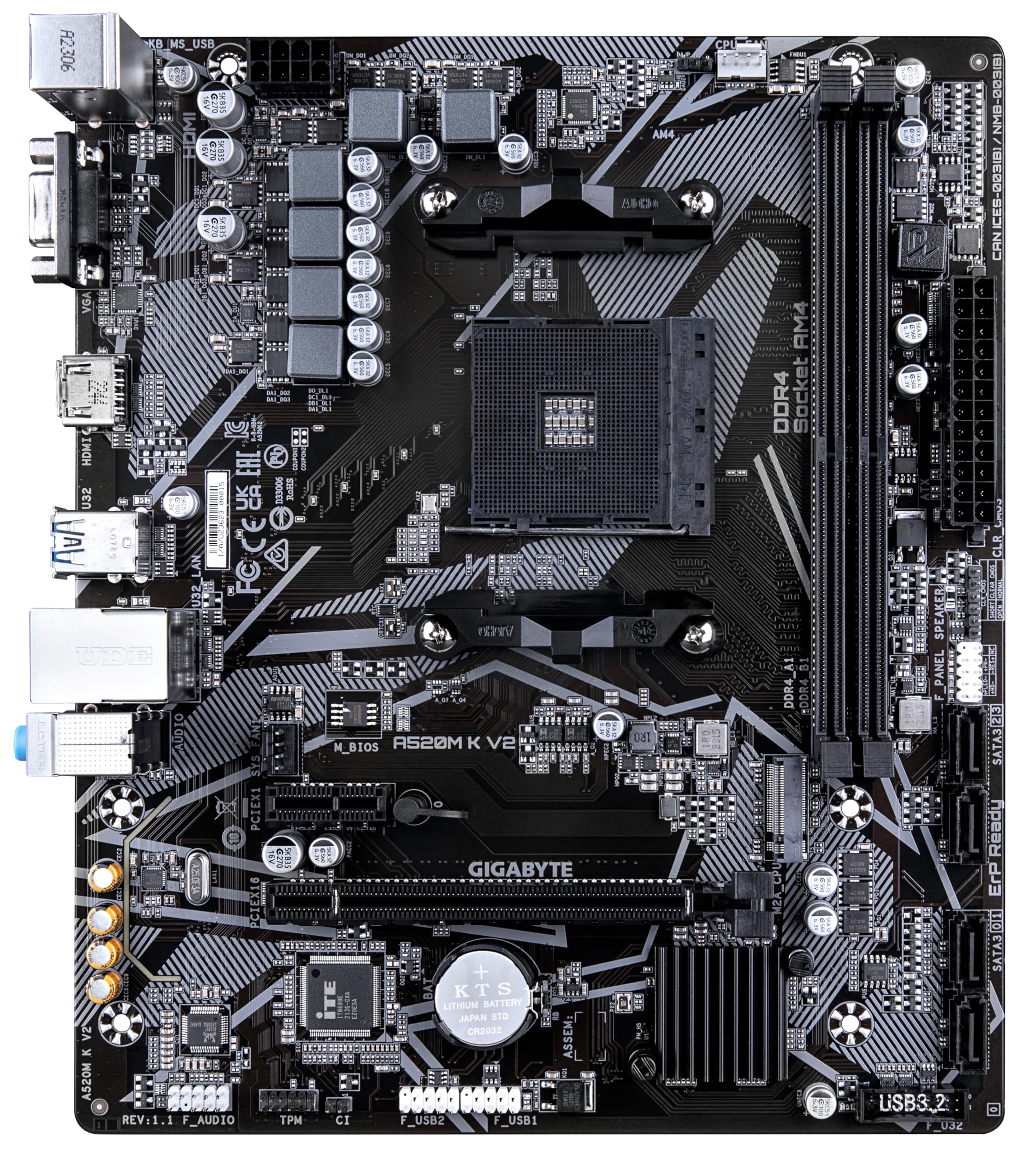 Gigabyte A520M K V2 (Rev. 1.0) Chipset Amd A520 Am4, Matx, Ddr4   A520M K V2 1.0 Mae Card