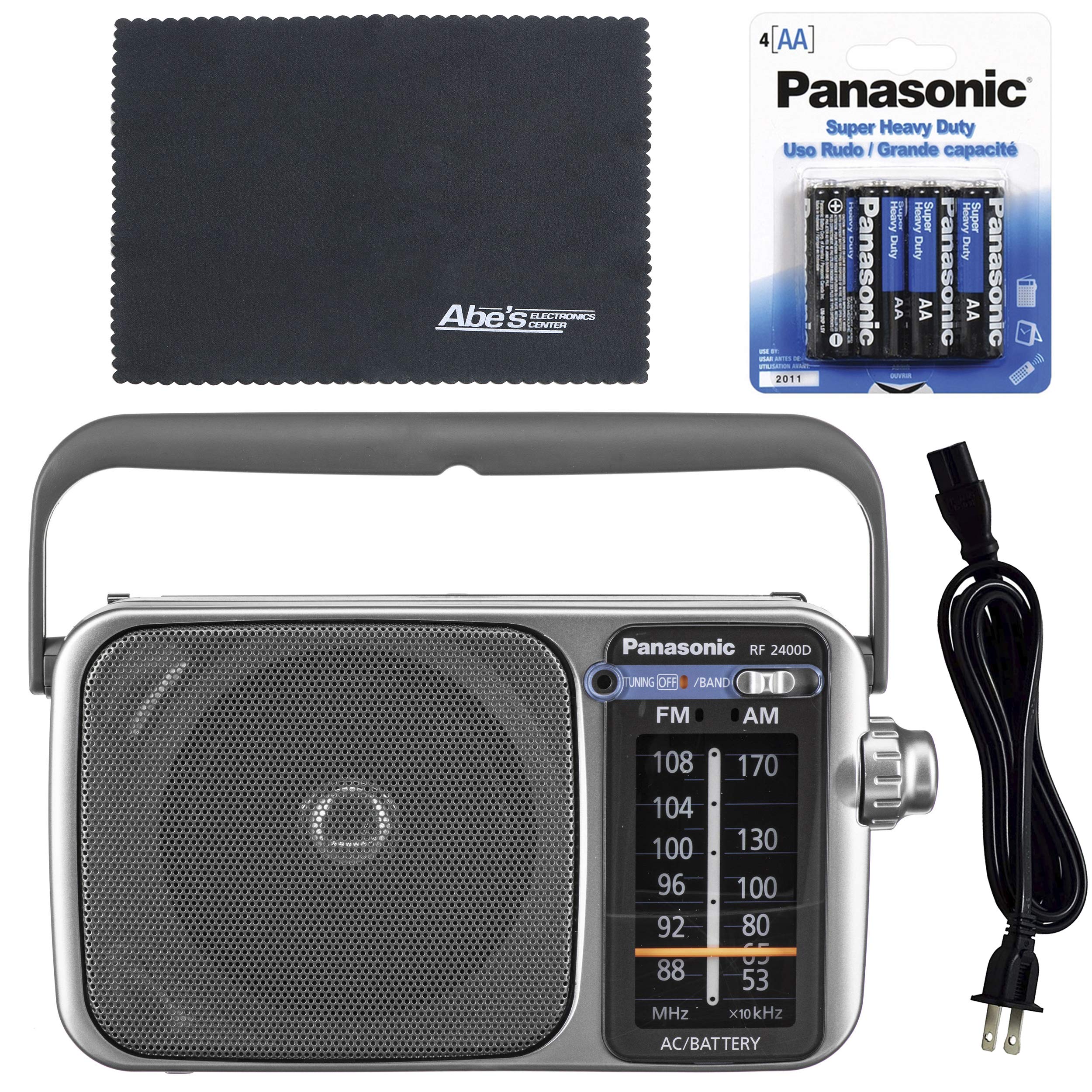 Panasonic RF2400D / RF2400 Portable FM/AM Radio with AFC Tuner + 4 X Panasonic AA Batteries + Starter Bundle