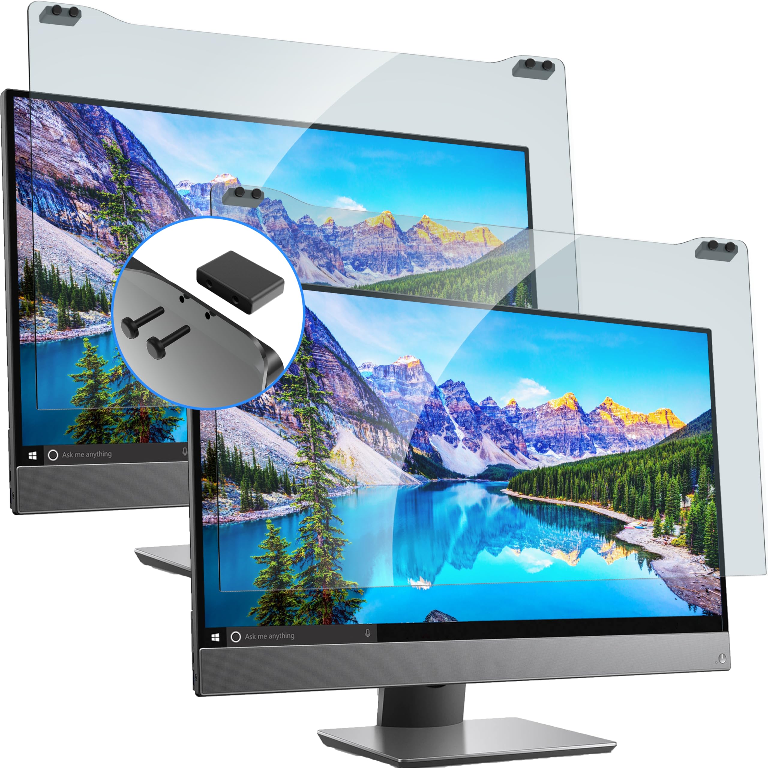 Zyy 2 Pack Diagonal 27 Inch Computer Screen Blue Light Blocker For (W 24 1/8 X H 14) Monitor, Desktop Pc Uv Blocking Filter For 