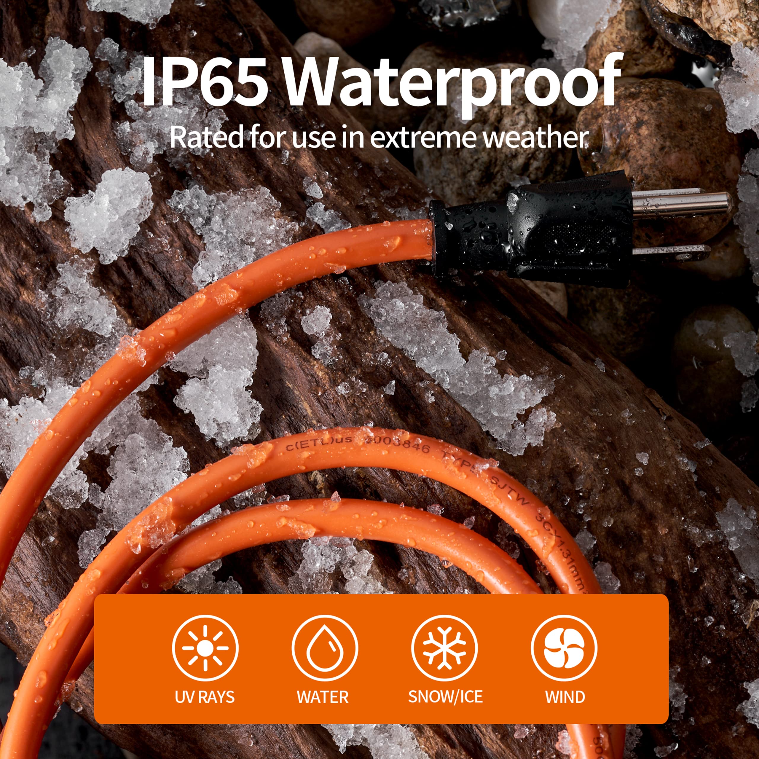 Ktmc 25Ft 16Awg Outdoor Extension Cord, Indoor/Outdoor 25 Foot Sjtw 16/3 Gauge Extension Cable With Durable Weatherproof Pvc Vin