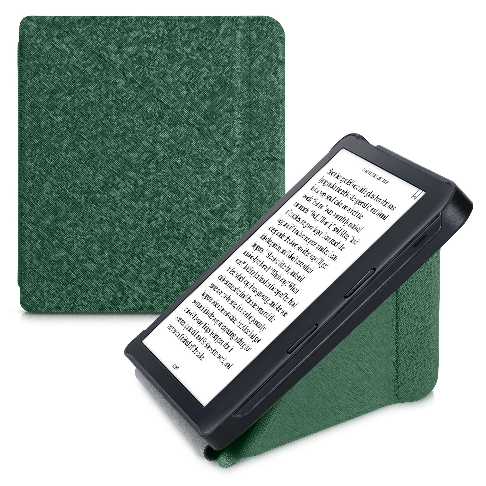 Kwmobile Origami Case Compatible With Kobo Libra 2 Case   Slim Pu Leather Cover With Stand   Dark Green