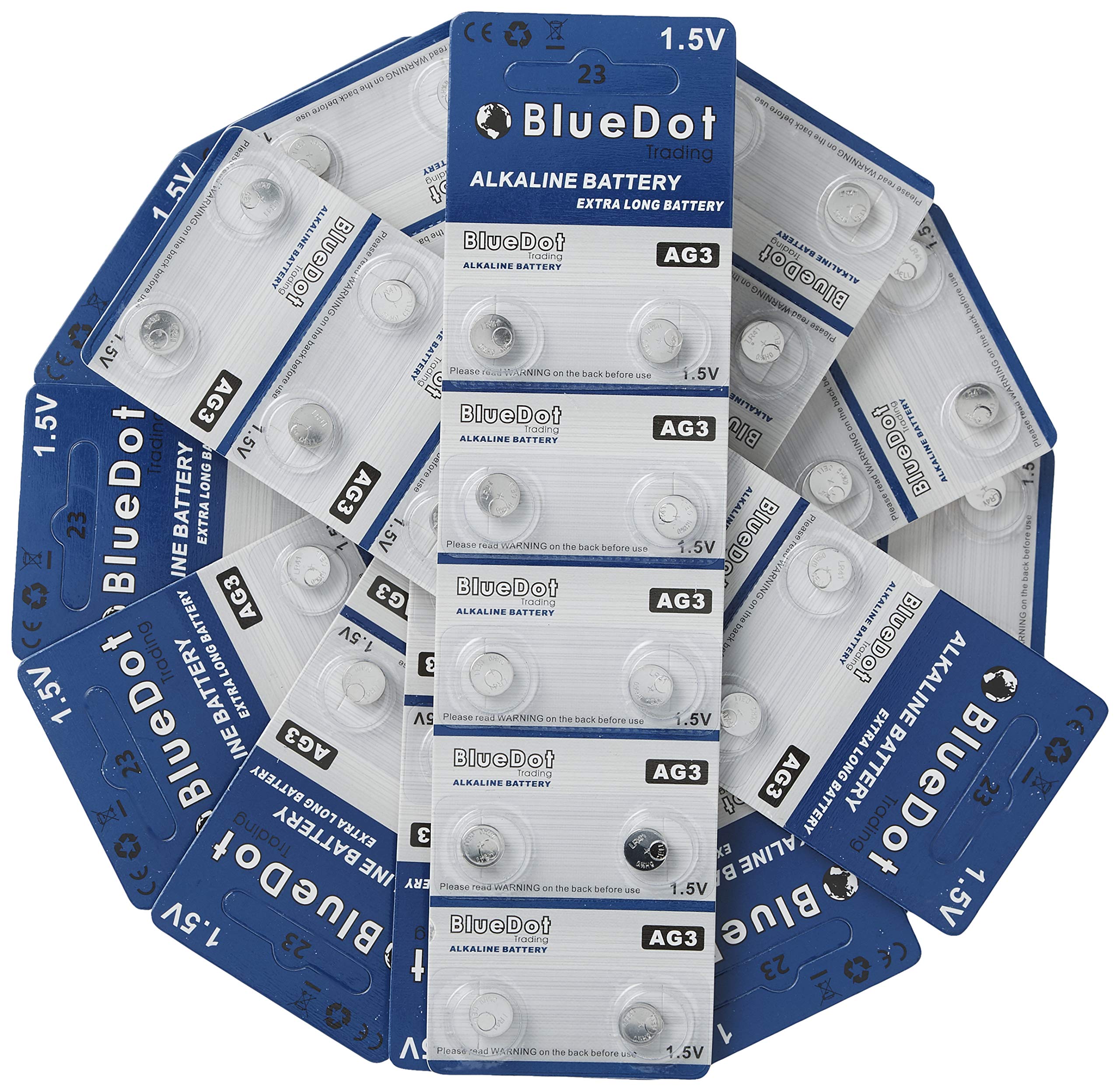 Bluedot Trading Ag3 Alkaline Button Cell Batteries, 100 Pack