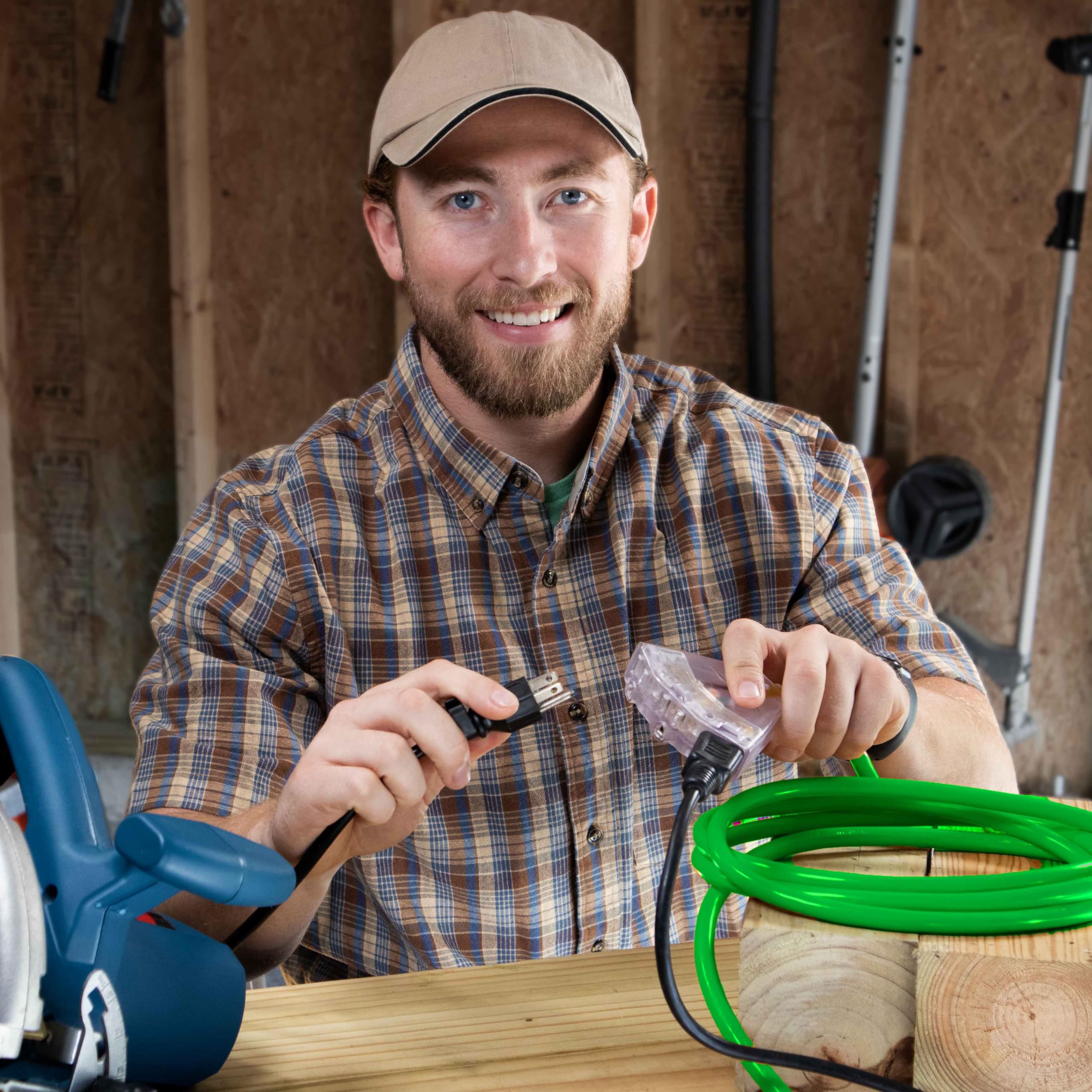 15 Ft   14 Gauge Heavy Duty Extension Cord   3 Outlet Lighted Sjtw   Indoor/Outdoor Extension Cord By Watt'S Wire   15' 14 Gauge