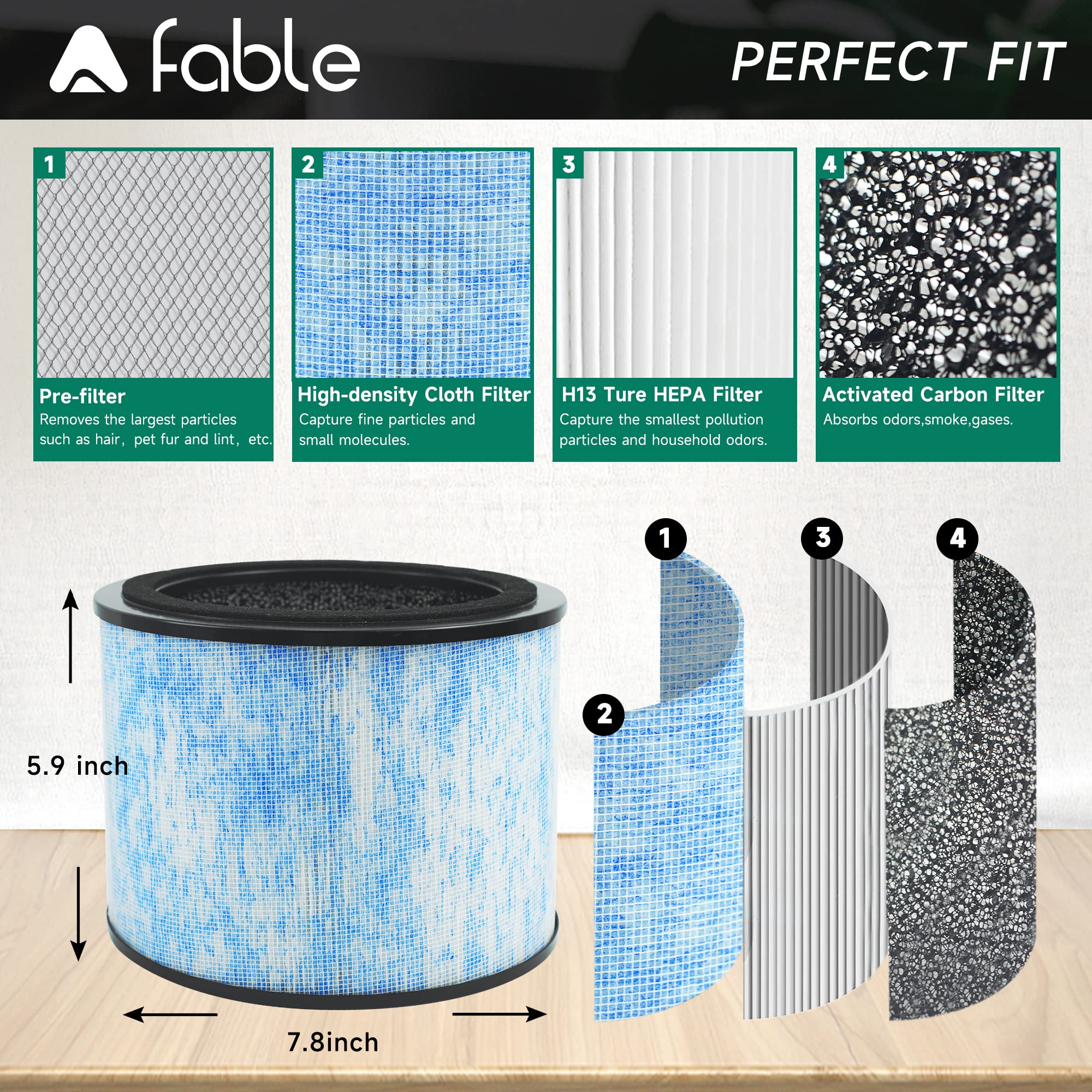 2 Pack Ap200 3 In 1 H13 True Hepa Replacement Filters Compatible With Instant Ap200, Pre Filter & H13 Grade True Hepa Filter & H