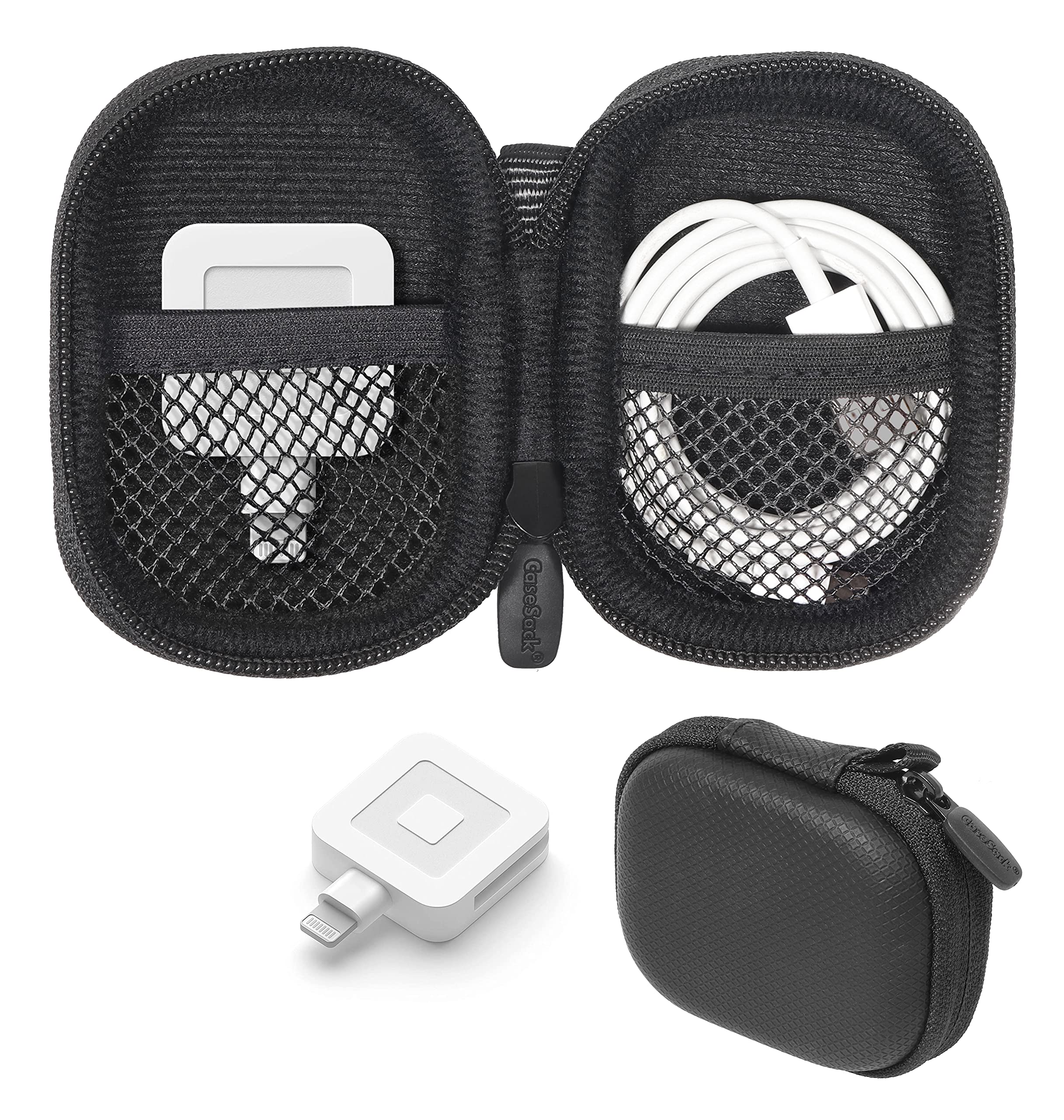Casesack Customized Protective And Carry Case For Square Reader For Magstripe, With Both Lining Mesh Pockets For Up To 2 Square