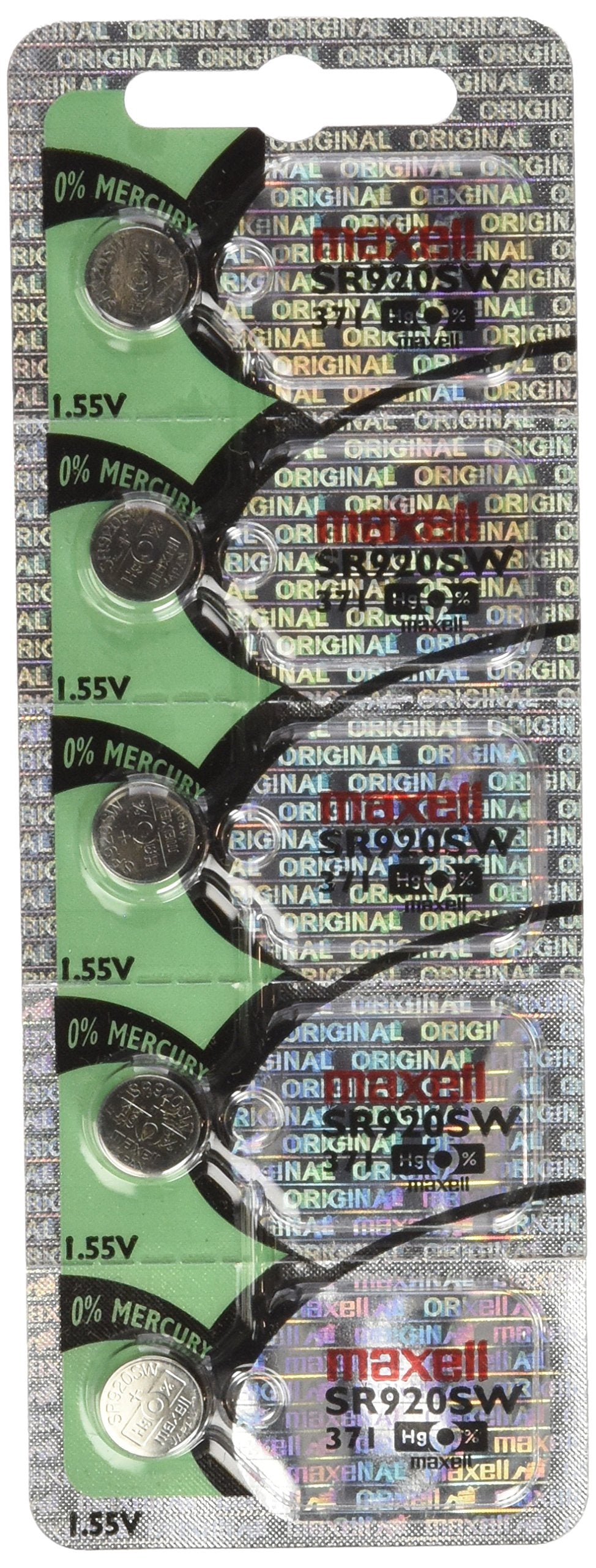 Maxell Sr920Sw Watch Battery Button Cell 371  Pack Of 5 Batteries