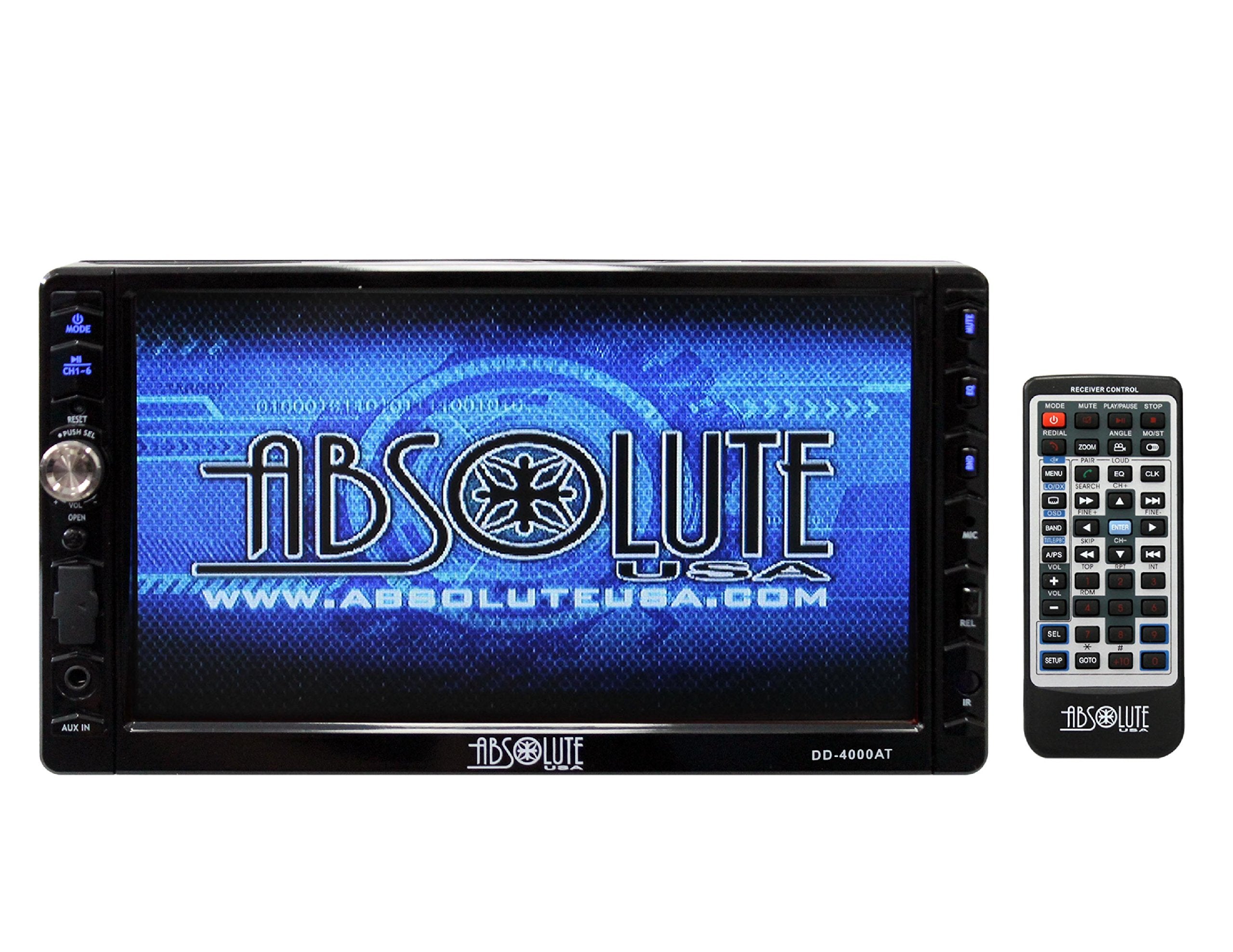 Absolute Usa Dd 4000At 7 Inch Double Din Multimedia Dvd Player Receiver With Touch Screen System Display And Detachable Front Pa