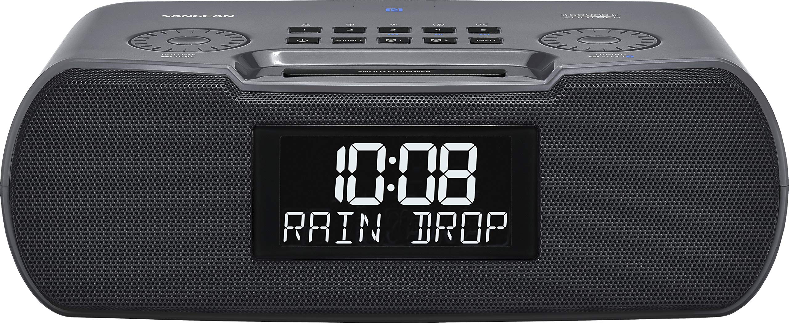 Sangean Rcr 30 Fm Rbds / Am / Bluetooth / Aux In Digital Tuning Clock Radio With Usb Phone Charging And Sound Soother, Gray