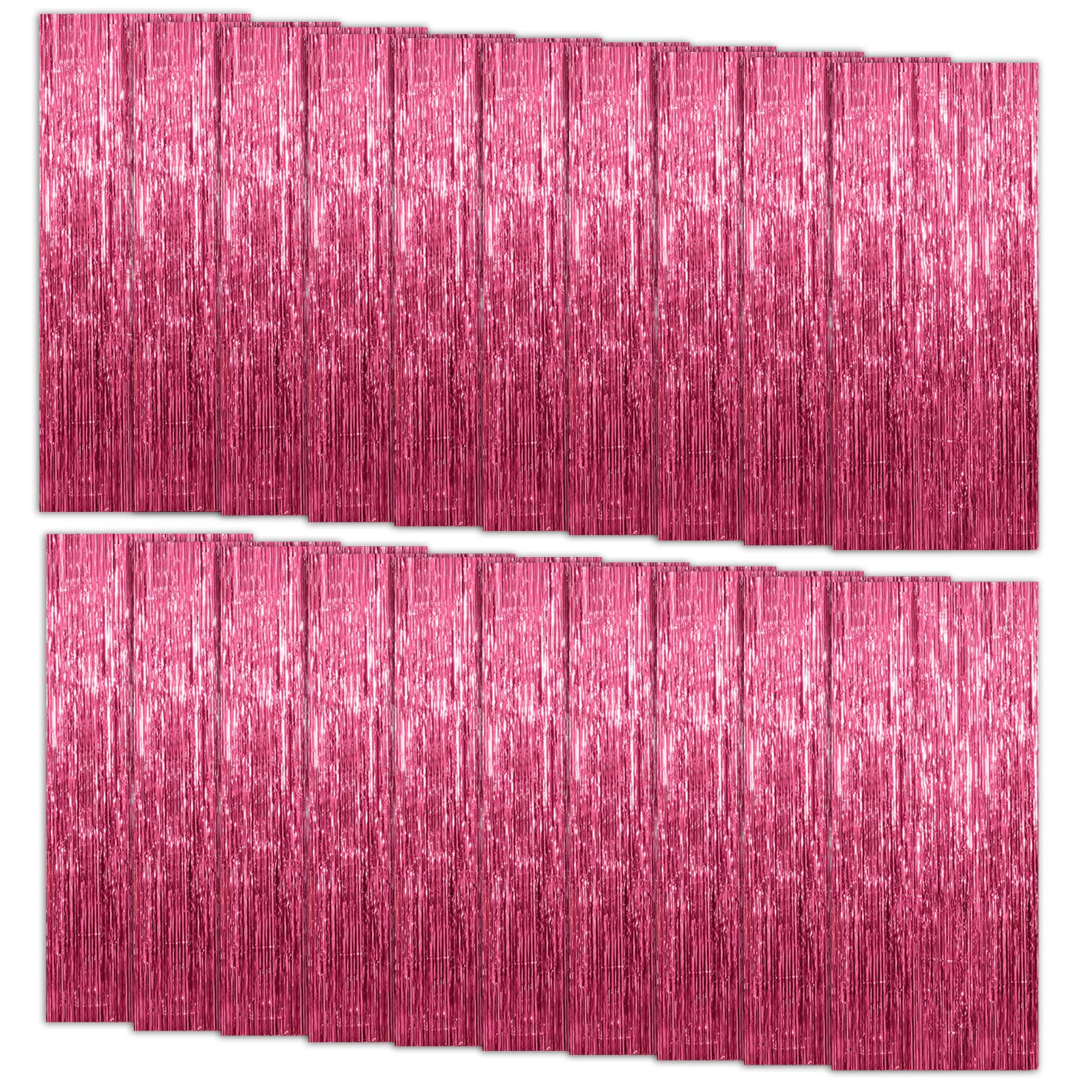 20 Pack Foil Curtain Backdrop Pink Metallic Tinsel Foil Fringe Curtains Photo Booth Props for Birthday Wedding Engagement Baby S