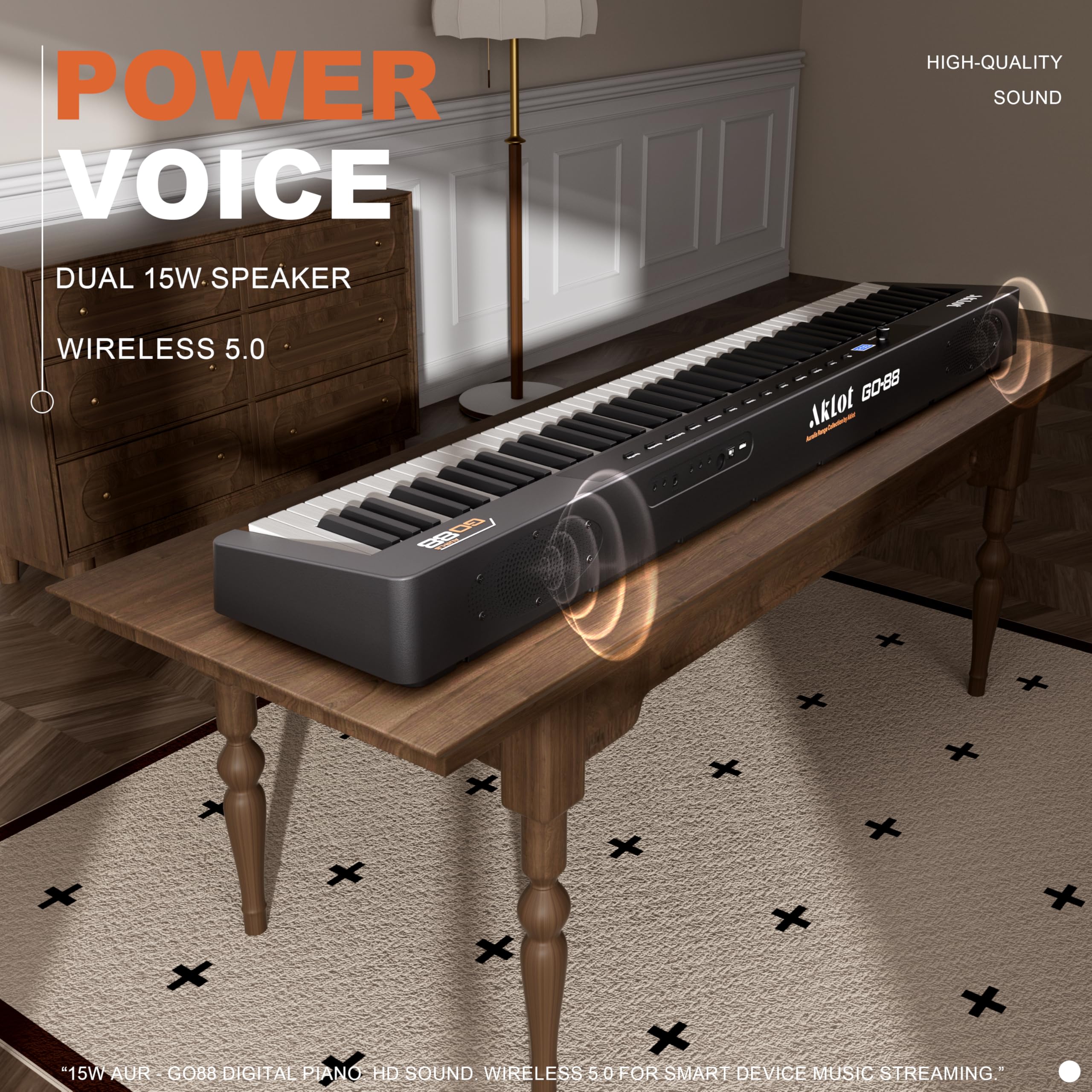 Aklot Portable Weighted Keyboard Piano: Beginner Digital Piano With 88-Key Hammer Action, Electric Triple Pedal And Music Stand,