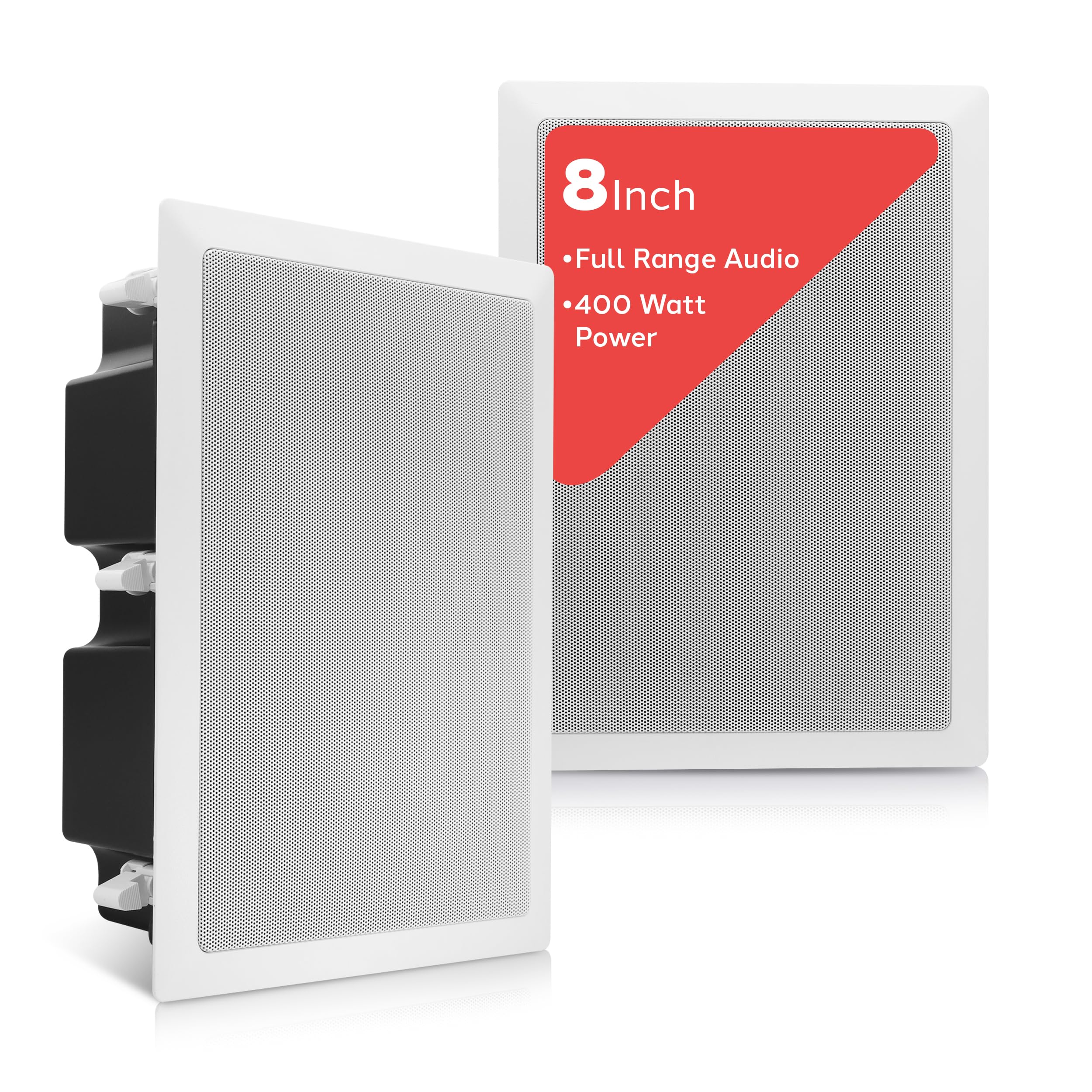 Pyle Ceiling Wall Mount Enclosed Speaker - 400 Watt Stereo In-wall / In-ceiling 8 Enclosed Full Range Deep Bass Speaker System -