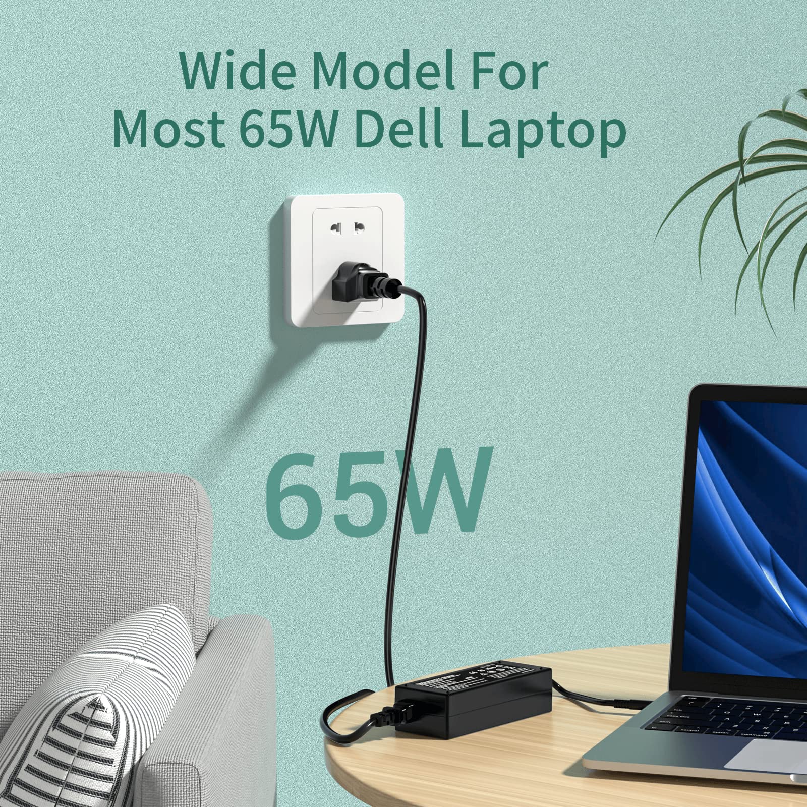 65W Ac Adapter Charger Replacement For Dell Inspiron 15 3000 Charger 3552 3558 3576 3580 5551 5557 5558 5559 5566 5567 5568 5570